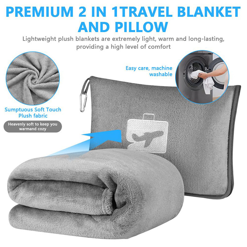 Premium Soft Long Travel Blanket Pillow 5