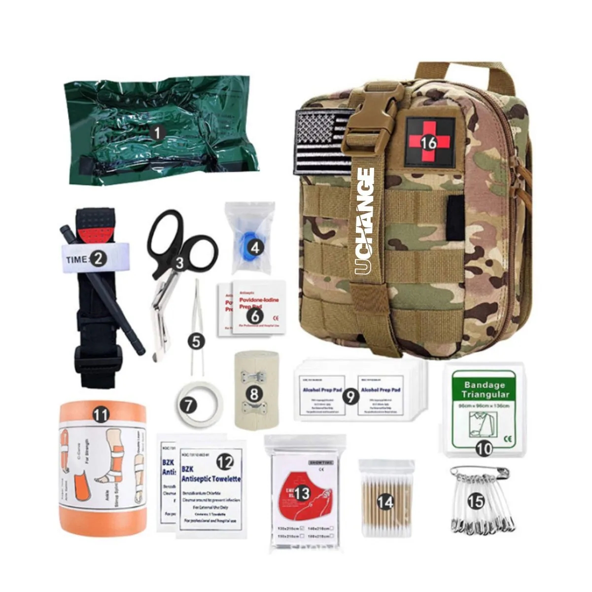 Tactical First Aid Survival Kit With MOLLE Pouch 4