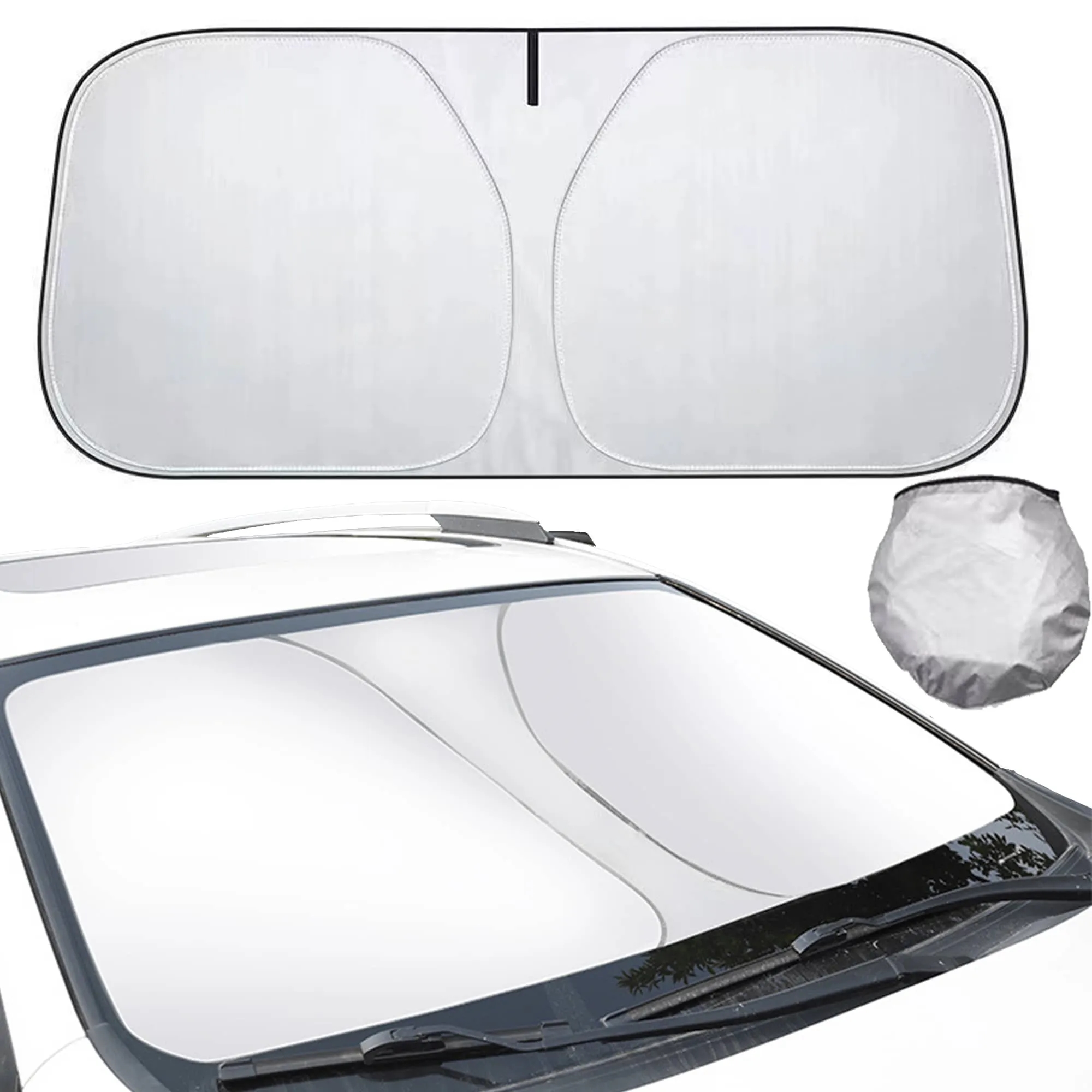 Premium Titanium Silver Car Sunshade 1