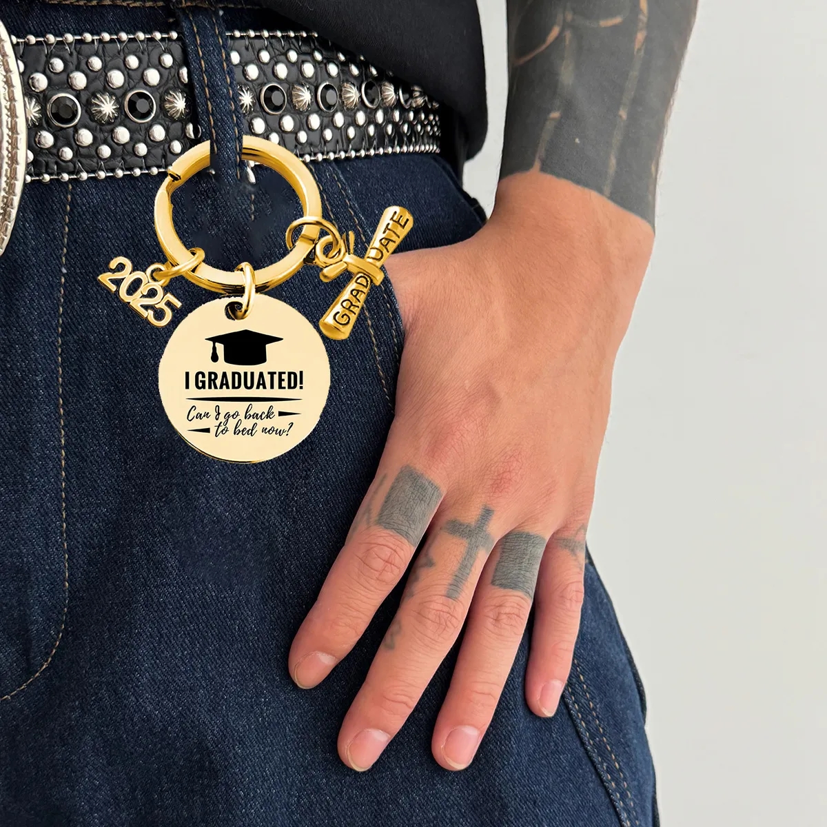 Stainless Steel Graduation Keychain Class Of 2025 5