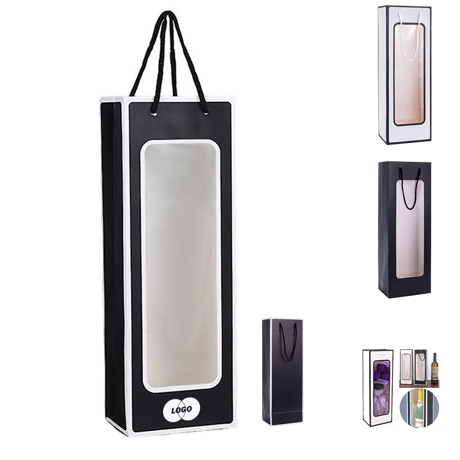 Eco-Friendly Wine Gift Bags with Clear Window 2