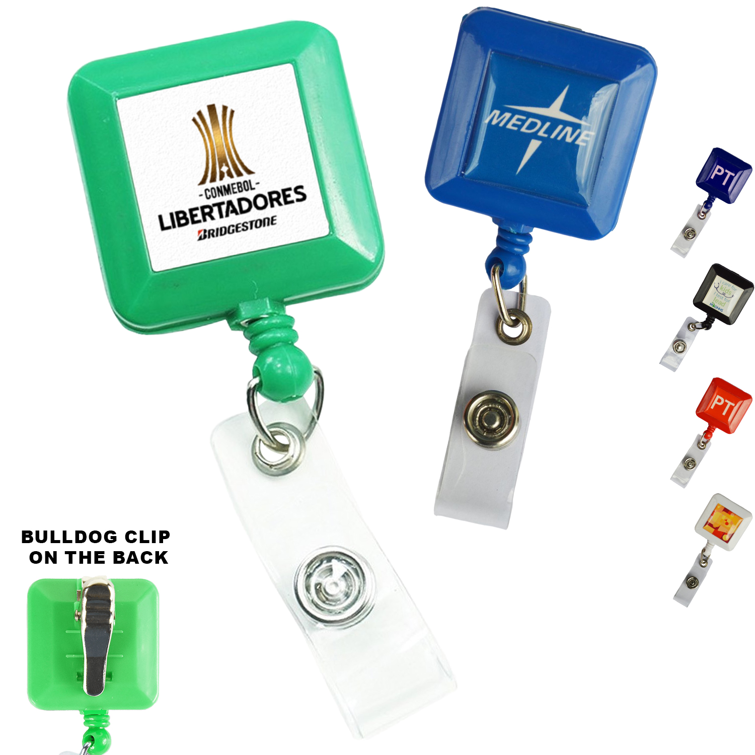 Square Retractable Badge Reel w/ Bulldog clip 2