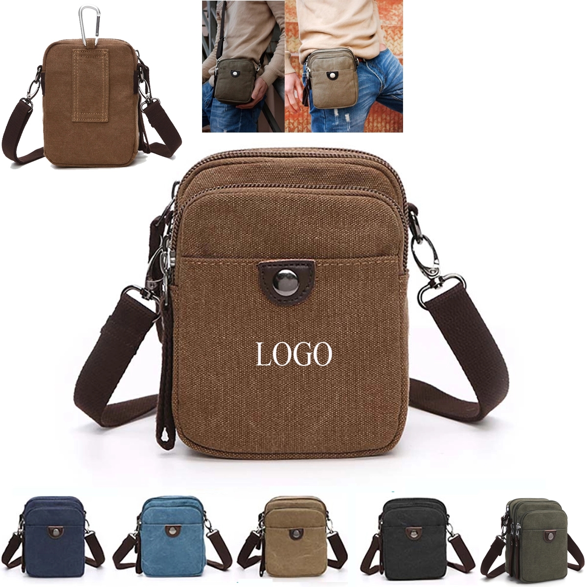 Small Vintage Canvas Messenger Bag 2