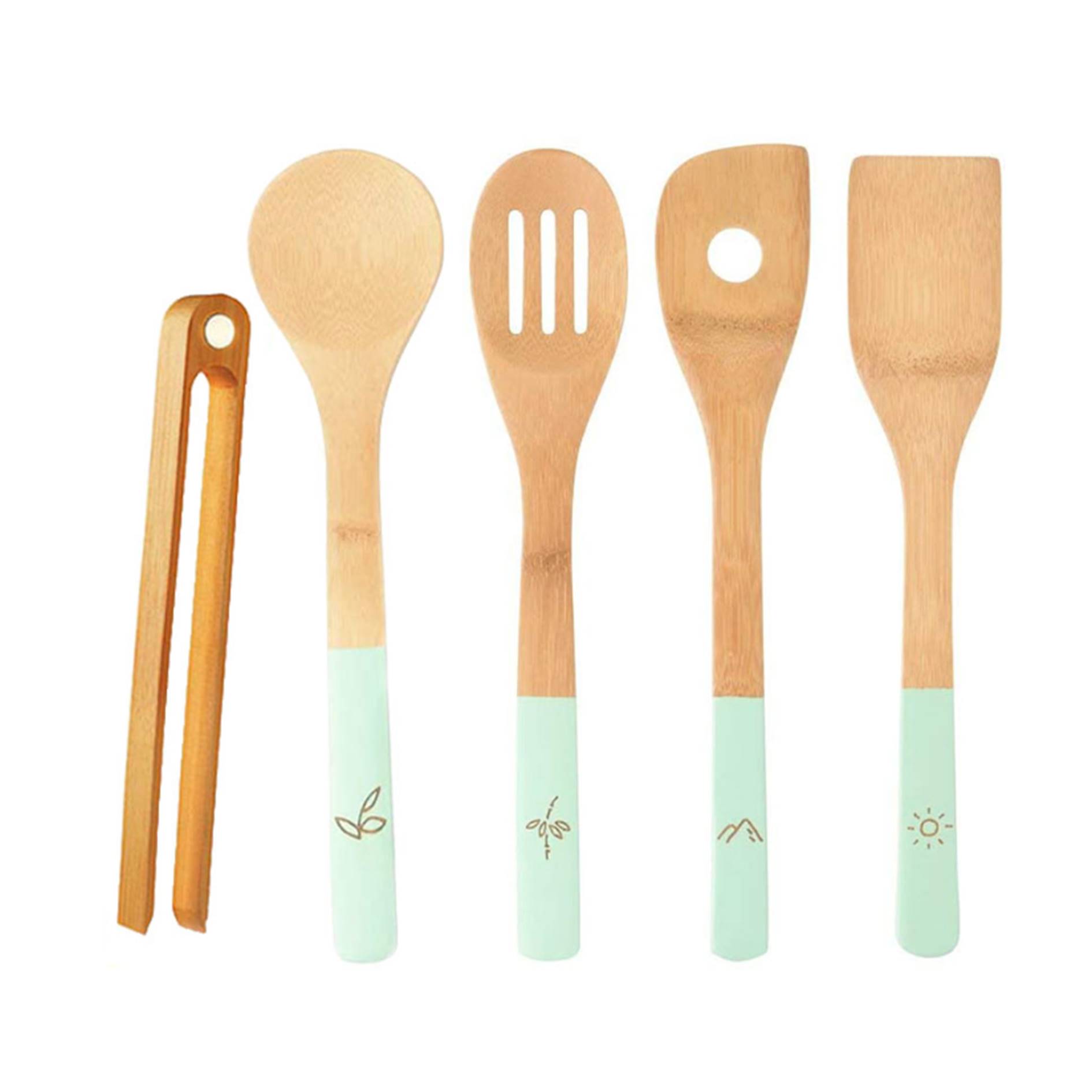 Painted Handle Bamboo Spatula Set 3