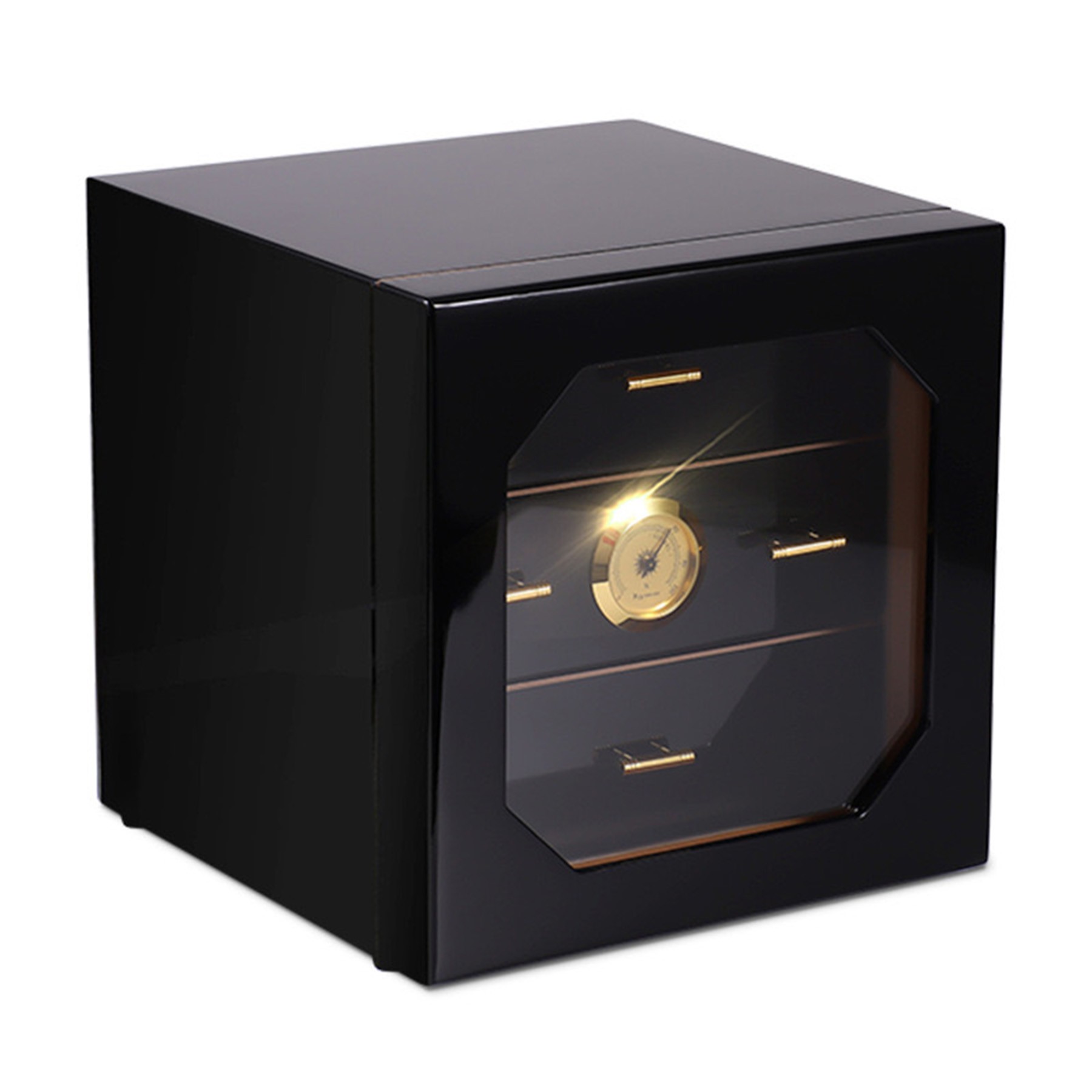 Black High Gloss Piano Finish Cedar Wood Cigar Cabinet 5