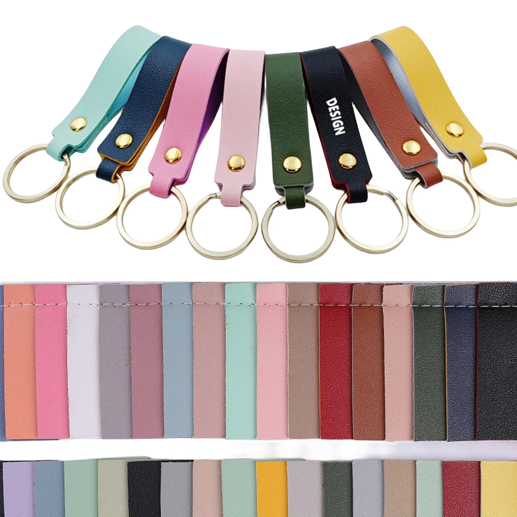 Double Sided PU Leather Key Chain with Belt Loop Clip 3