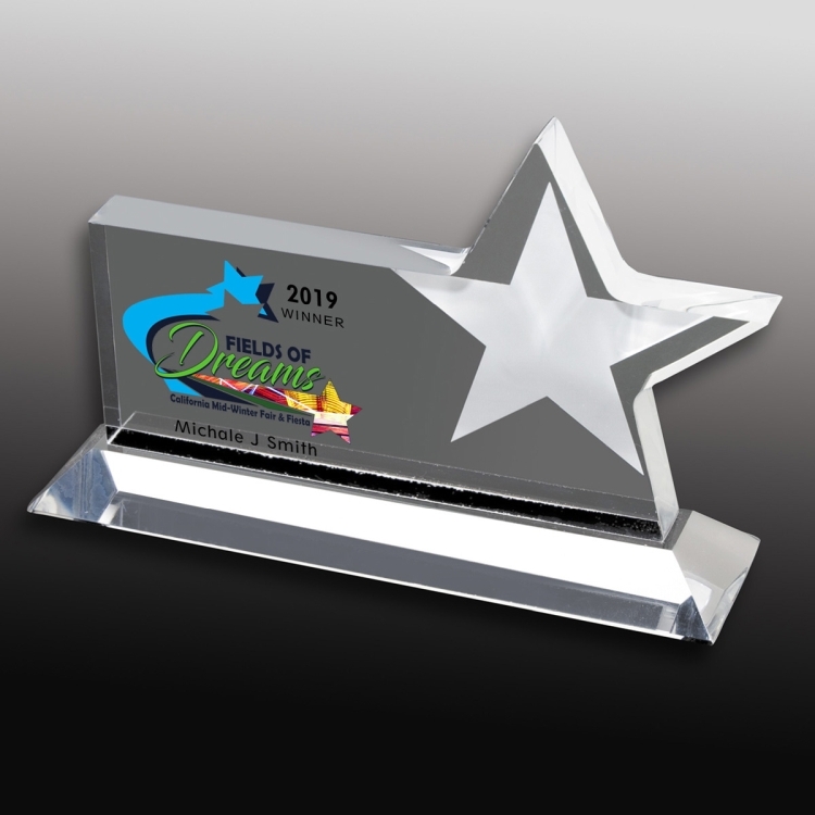 Clear Horizontal Acrylic Star Award - Screen Printed 5
