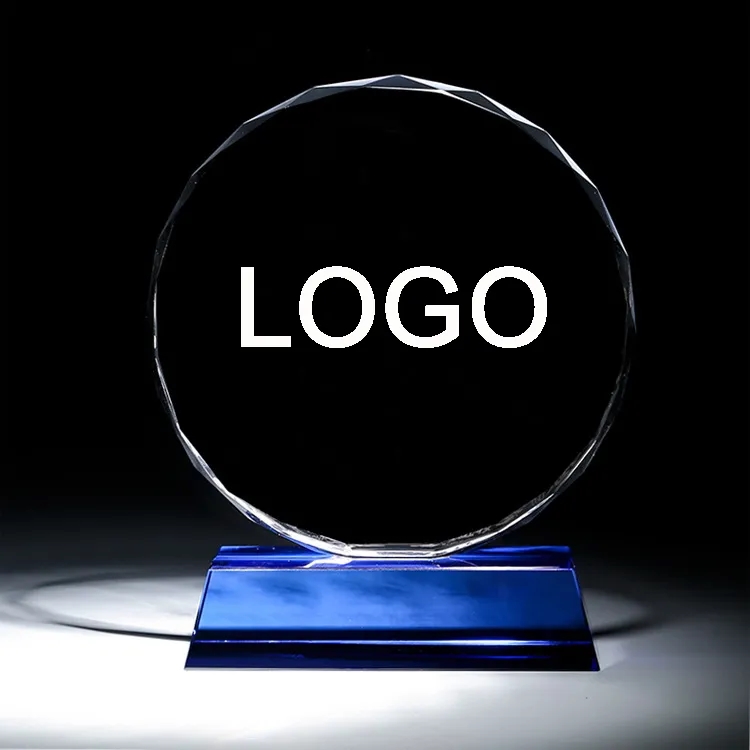 Personalized Round Crystal Award Plaque 1