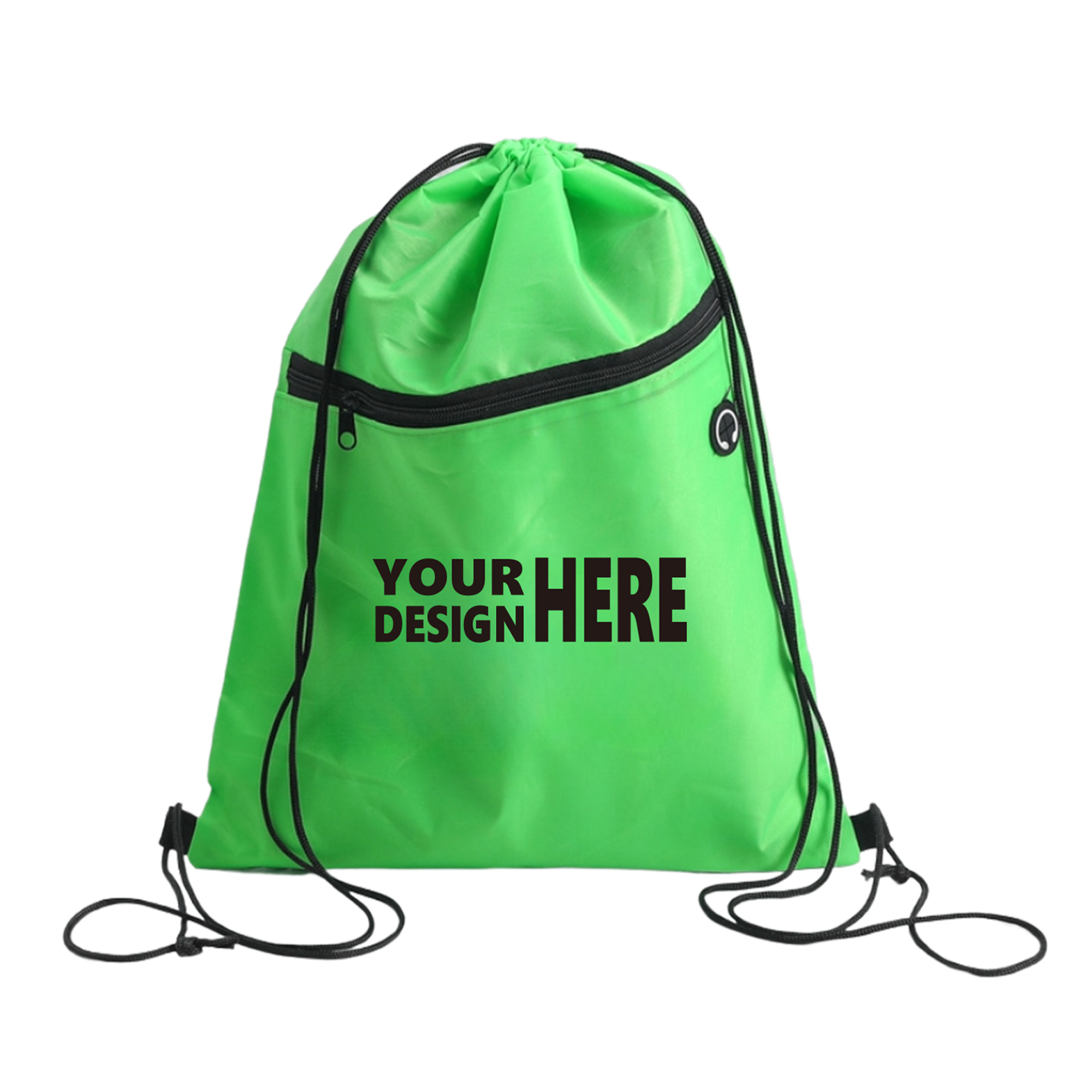 MOQ 50 Lightweight Drawstring Backpack with Earphone Hole 2