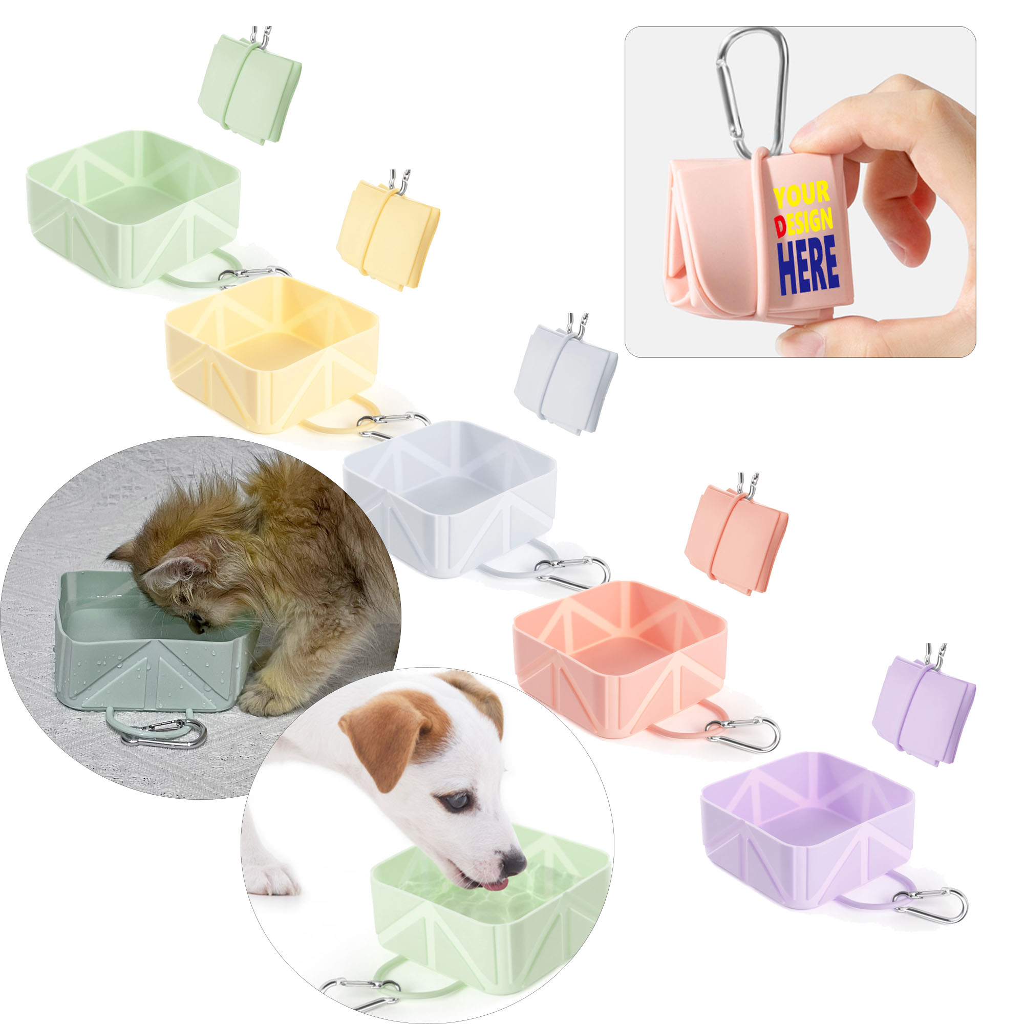 MOQ200 Foldable Silicone Square Pet Bowl 2