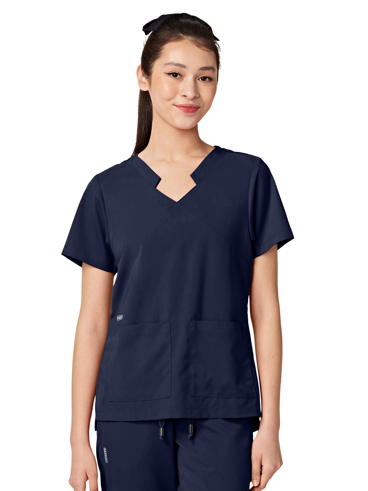 Parkley ABC - Women's Two-Pocket TESS Mandarin Mock Wrap Top 10