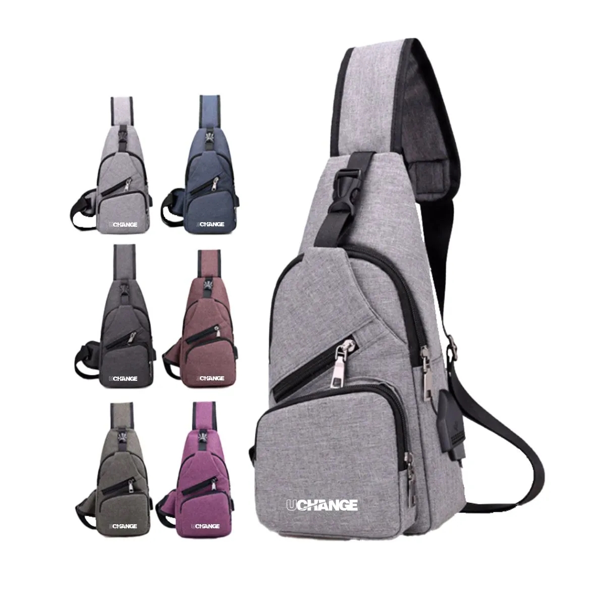 Crossbody Sling Bag with Anti Theft And USB Charging Port, custom fanny pack with logo imprint 4