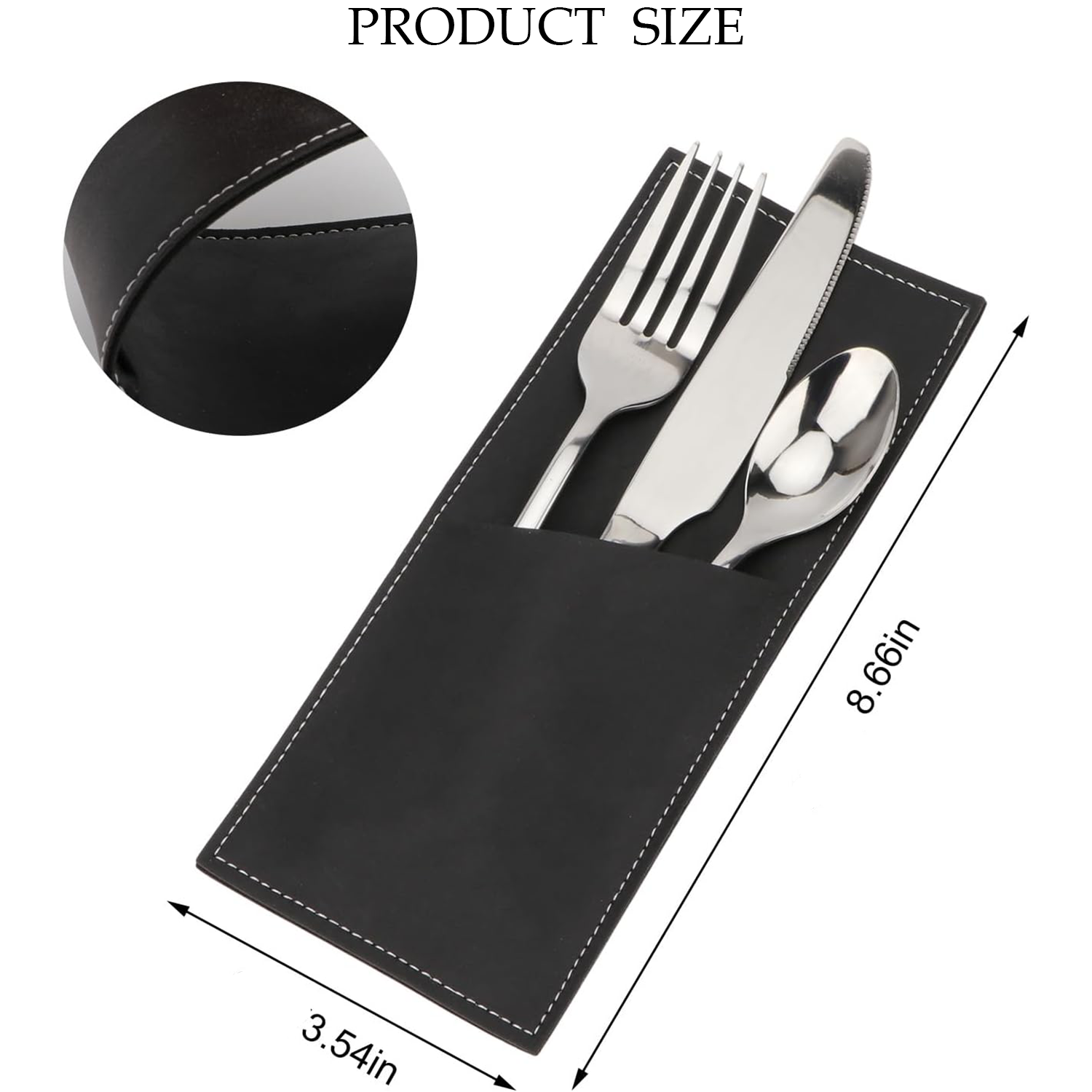 Leather Cutlery Sleeve Utensil with 3 compartments 4