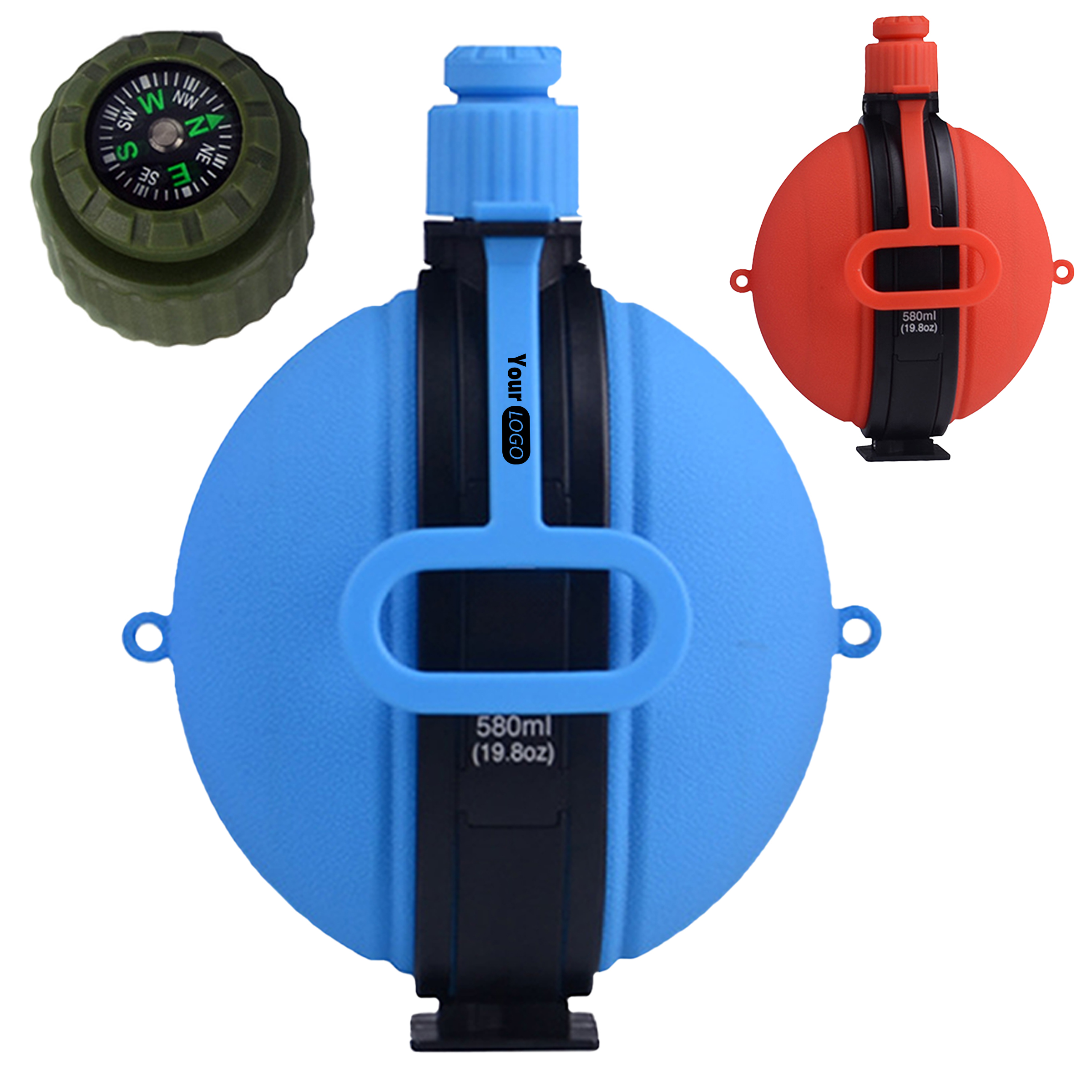 Silicone Portable Travel With Compass Water Bottle 2
