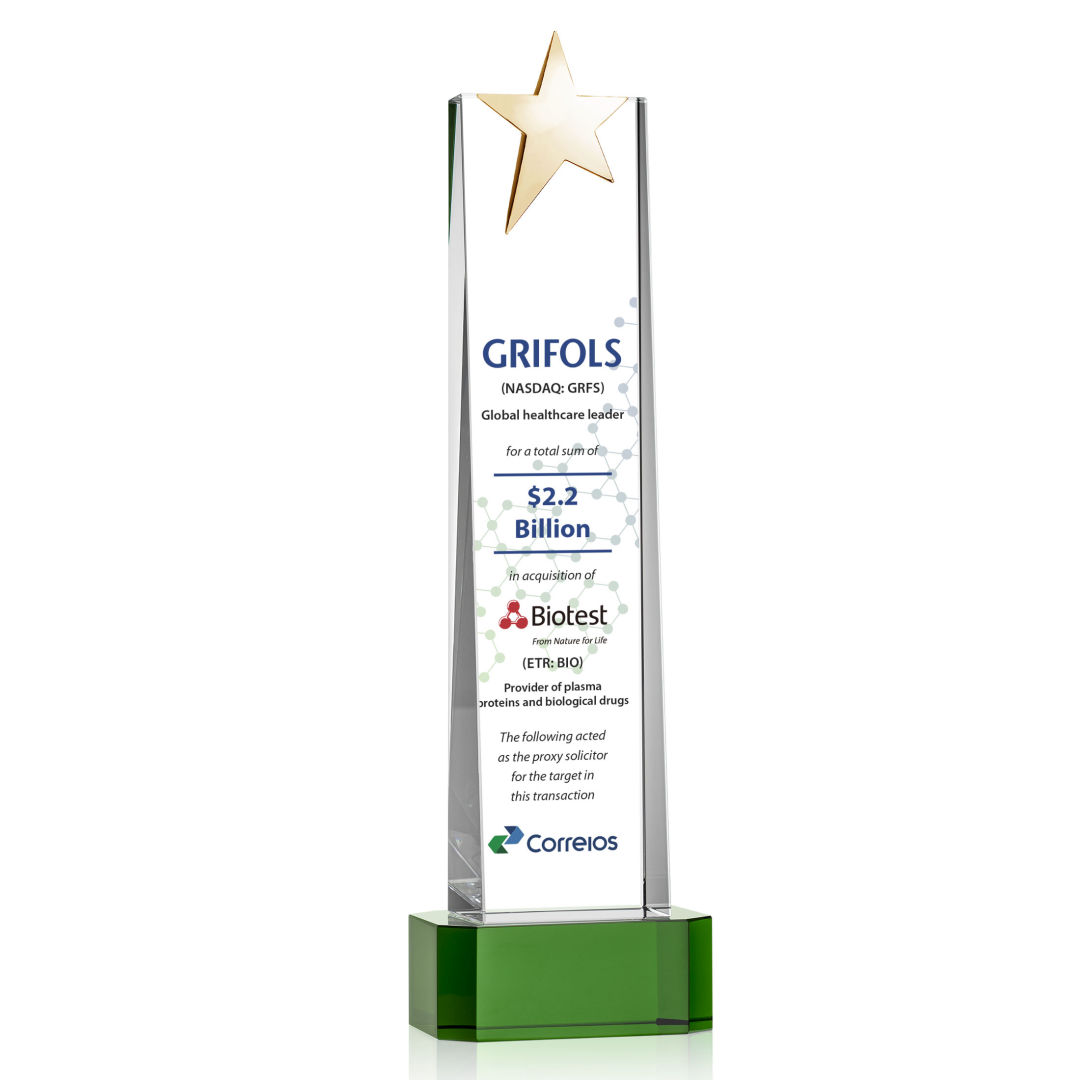 Fanshaw Gold Star VividPrint™ Award on Base - Green 24