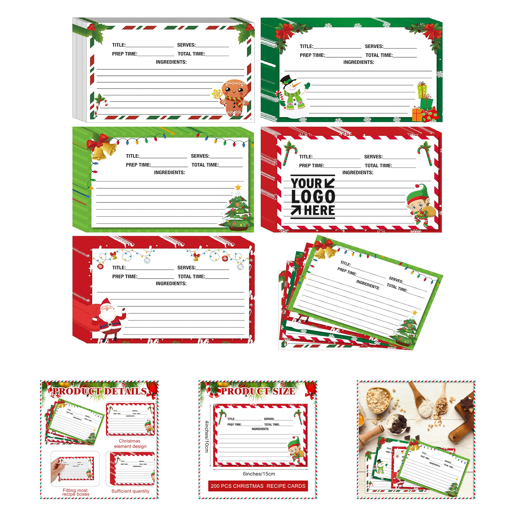 4" x 6" Christmas Recipe Card
