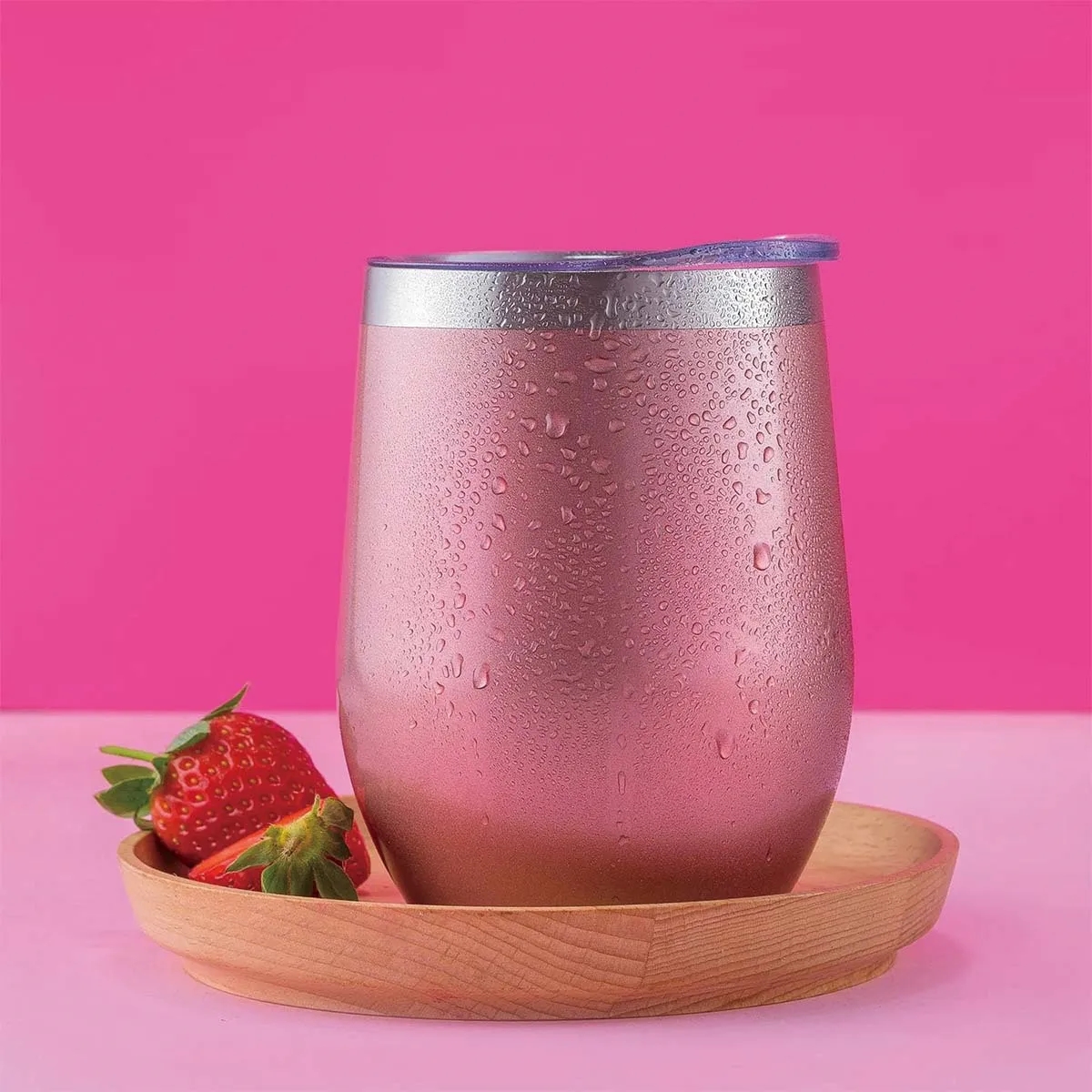 12 oz Stainless Steel Double Wall Wine Tumbler with Lid 3