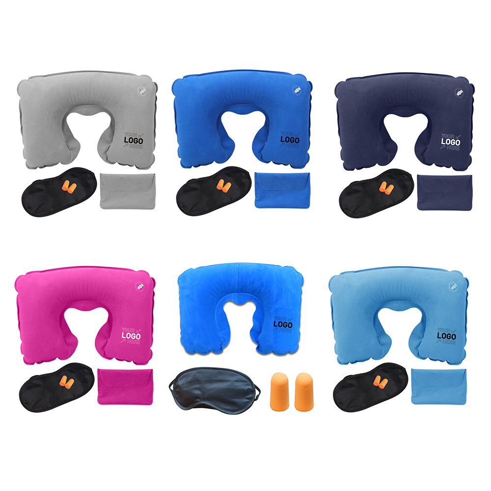 Travel Pillow Kit W/Ear Plugs & Eye Mask 6