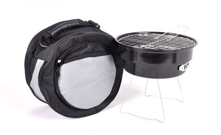 Portable Round Barbecue BBQ Charcoal Grill W/ Cooler Bag 5