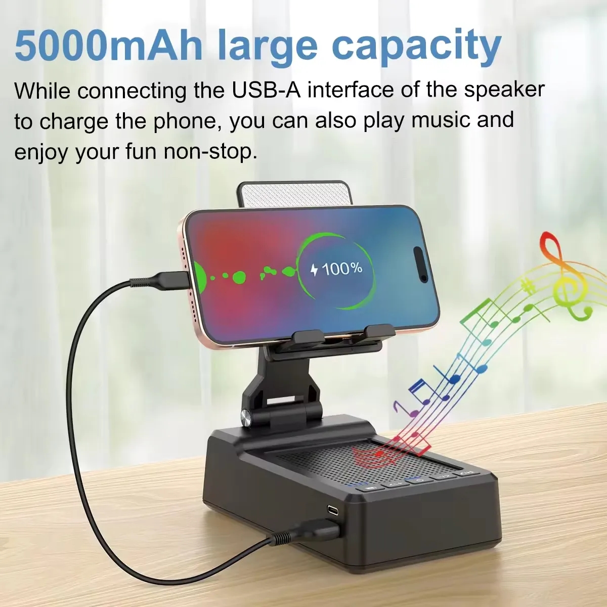 Cell Phone Stand With Wireless Bluetooth Speaker 5