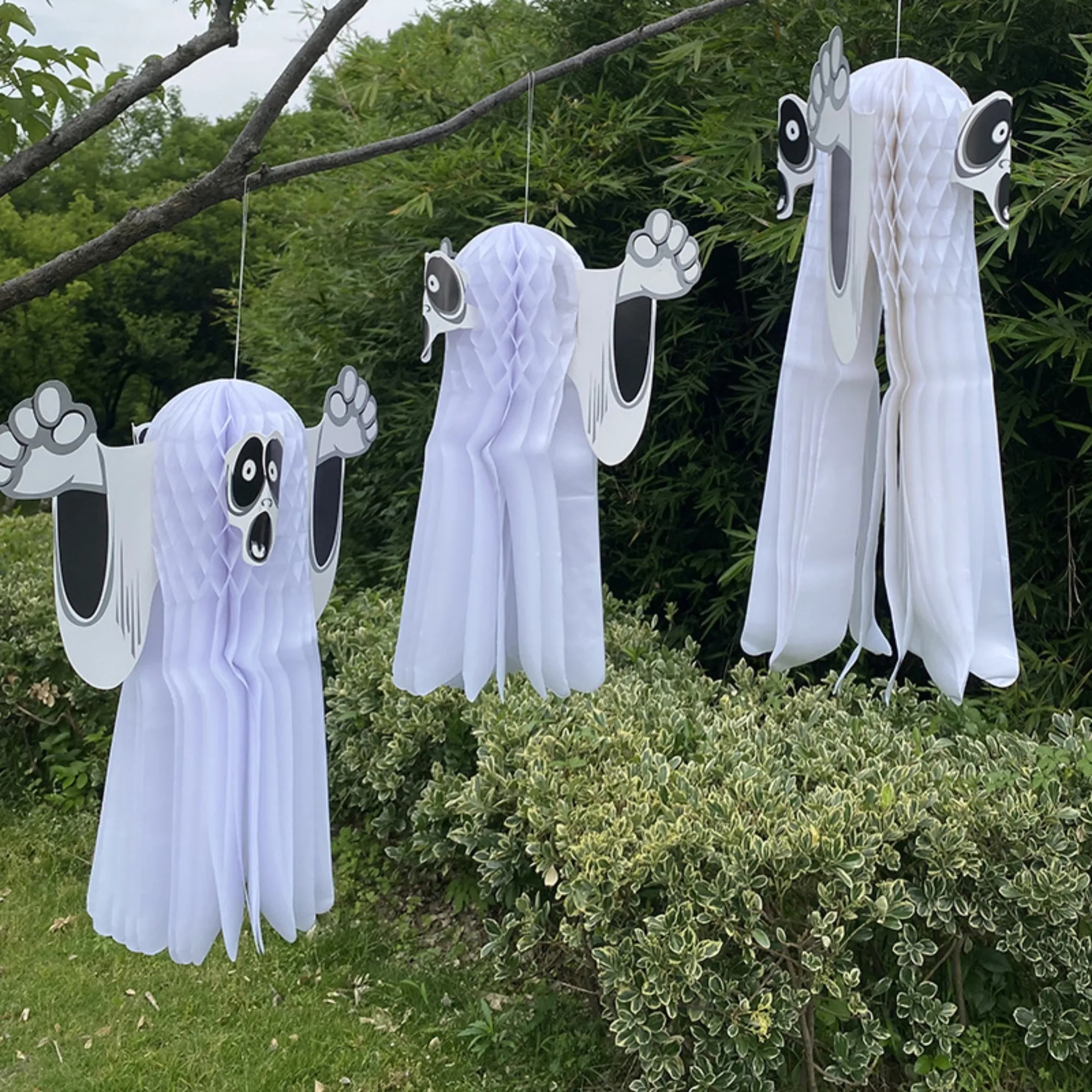 Paper Ghost Halloween Honeycomb Decorations 2
