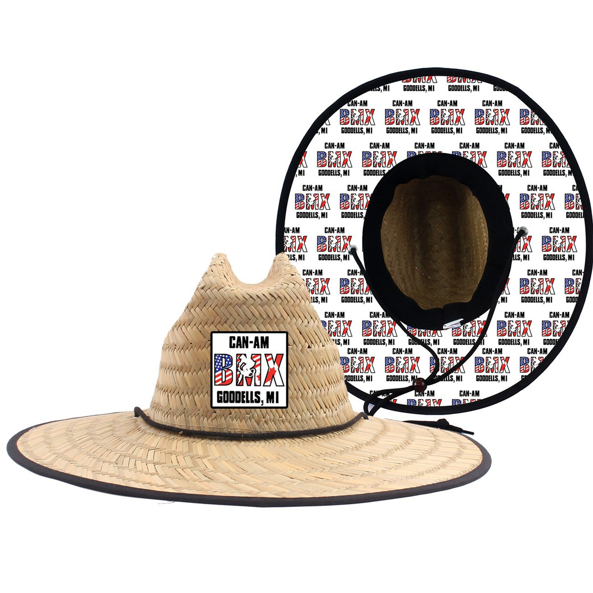 Embroidered Lifeguard Straw Hat with Color Underbrim & Patch 4