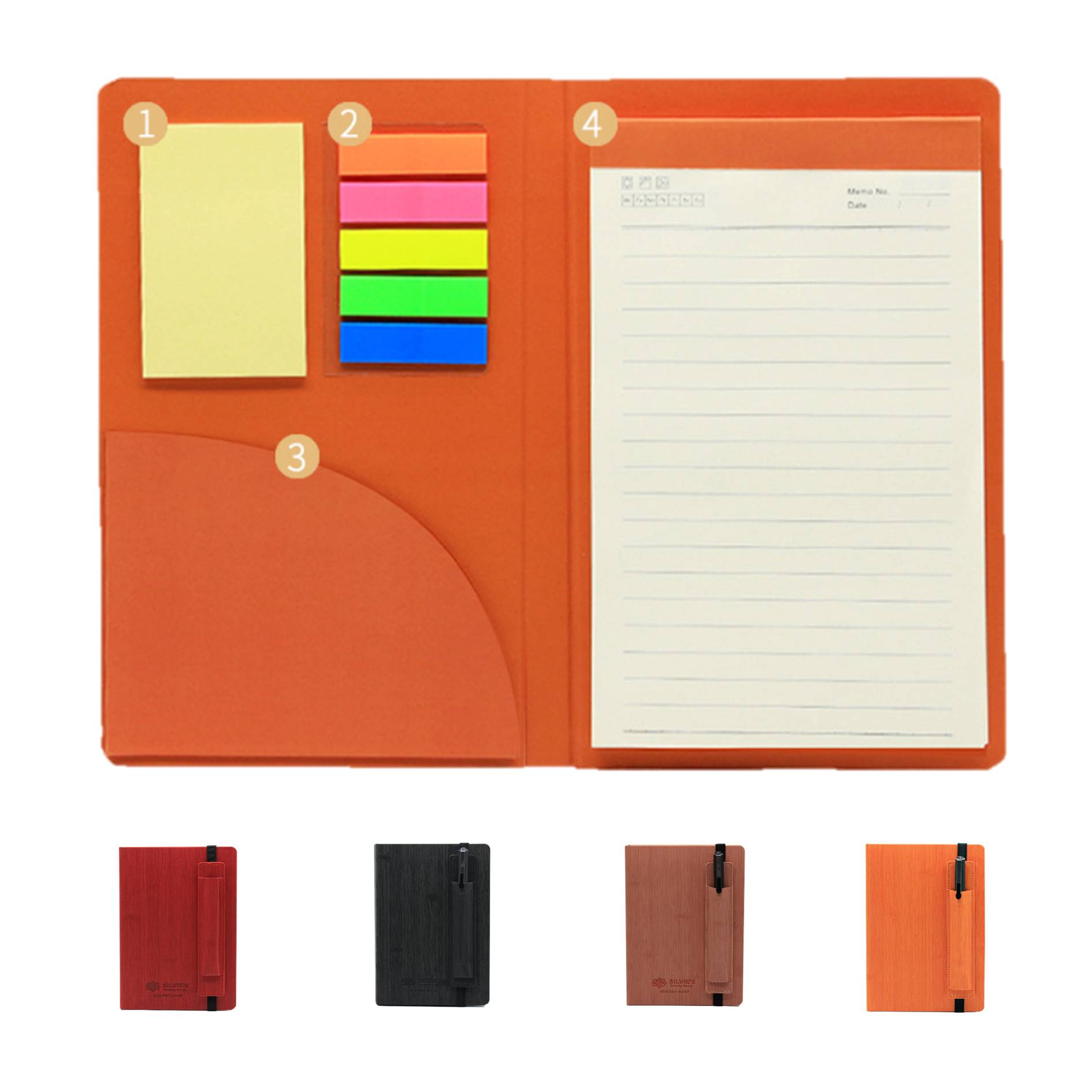 PU Leather Sticky Notes Notebook With Pen 2
