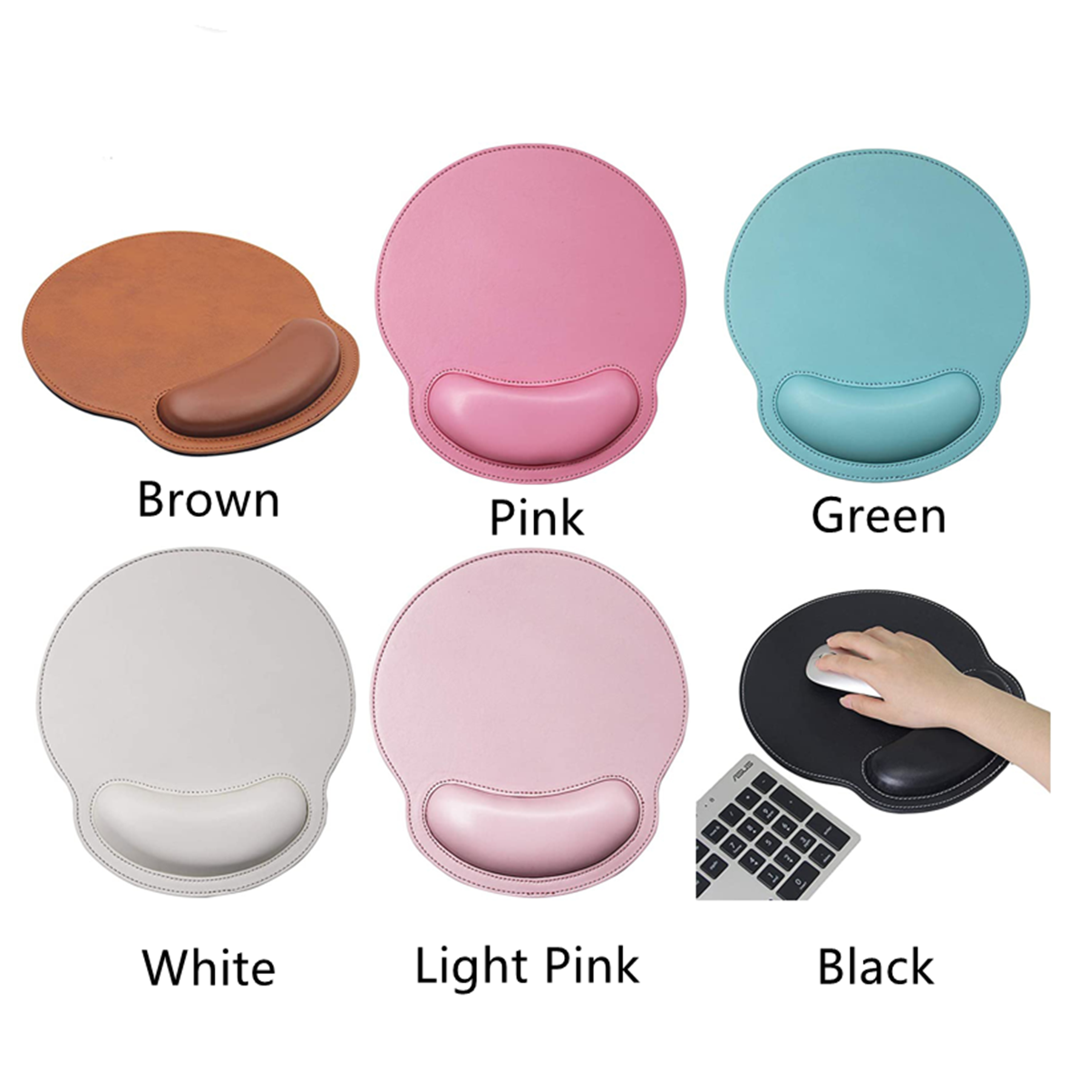 Leather Oval Mousepad with Wrist Rest 5