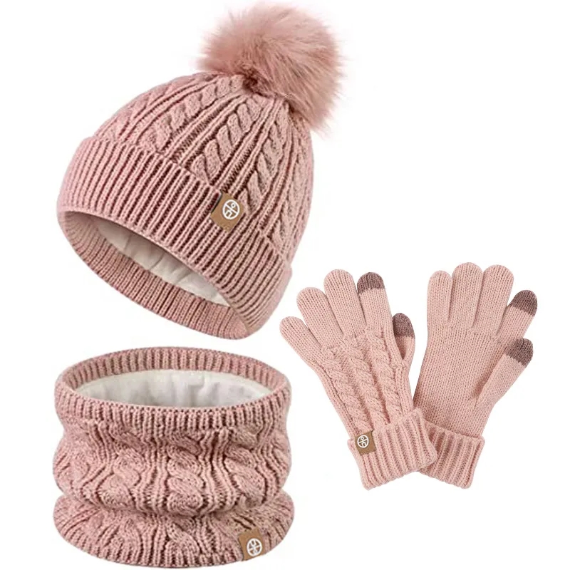 Children Hairball hat, scarf and gloves three-piece set 6
