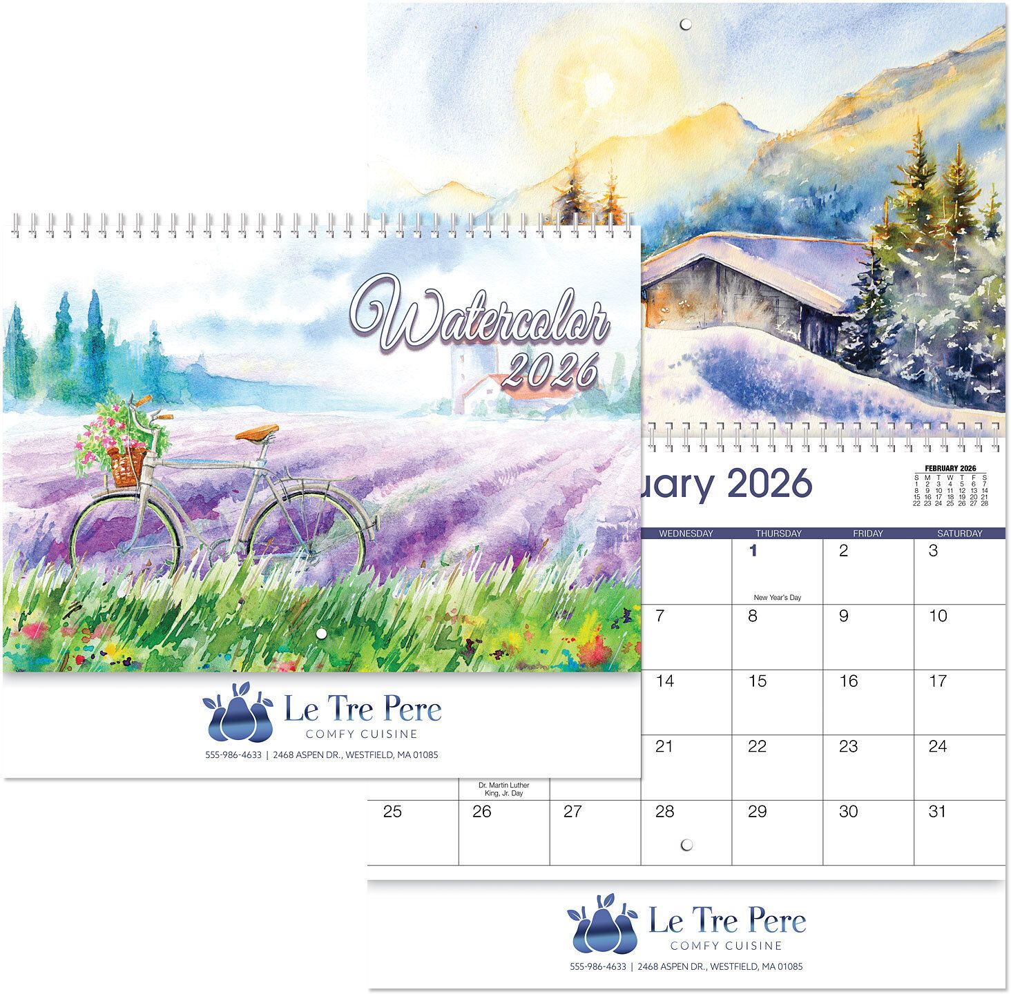 WATER COLOR SPIRAL WALL CALENDAR 1