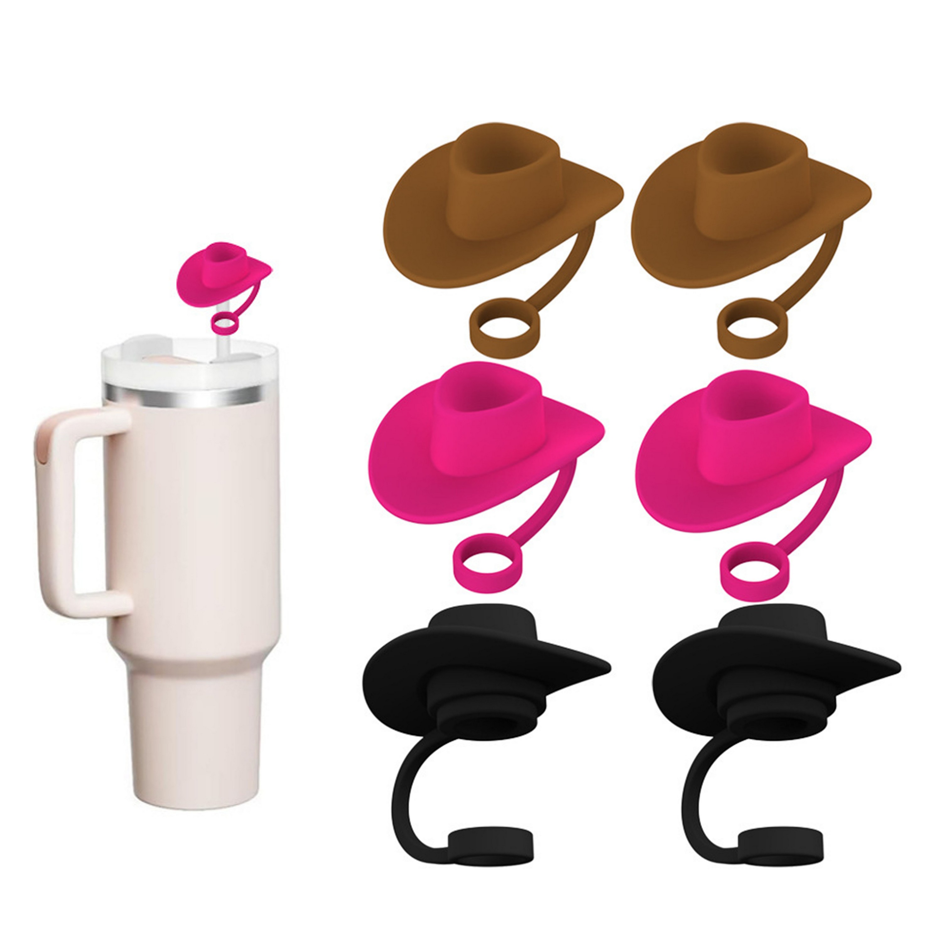 Cowboy Hat Shaped Silicone Straw Stoppers 4