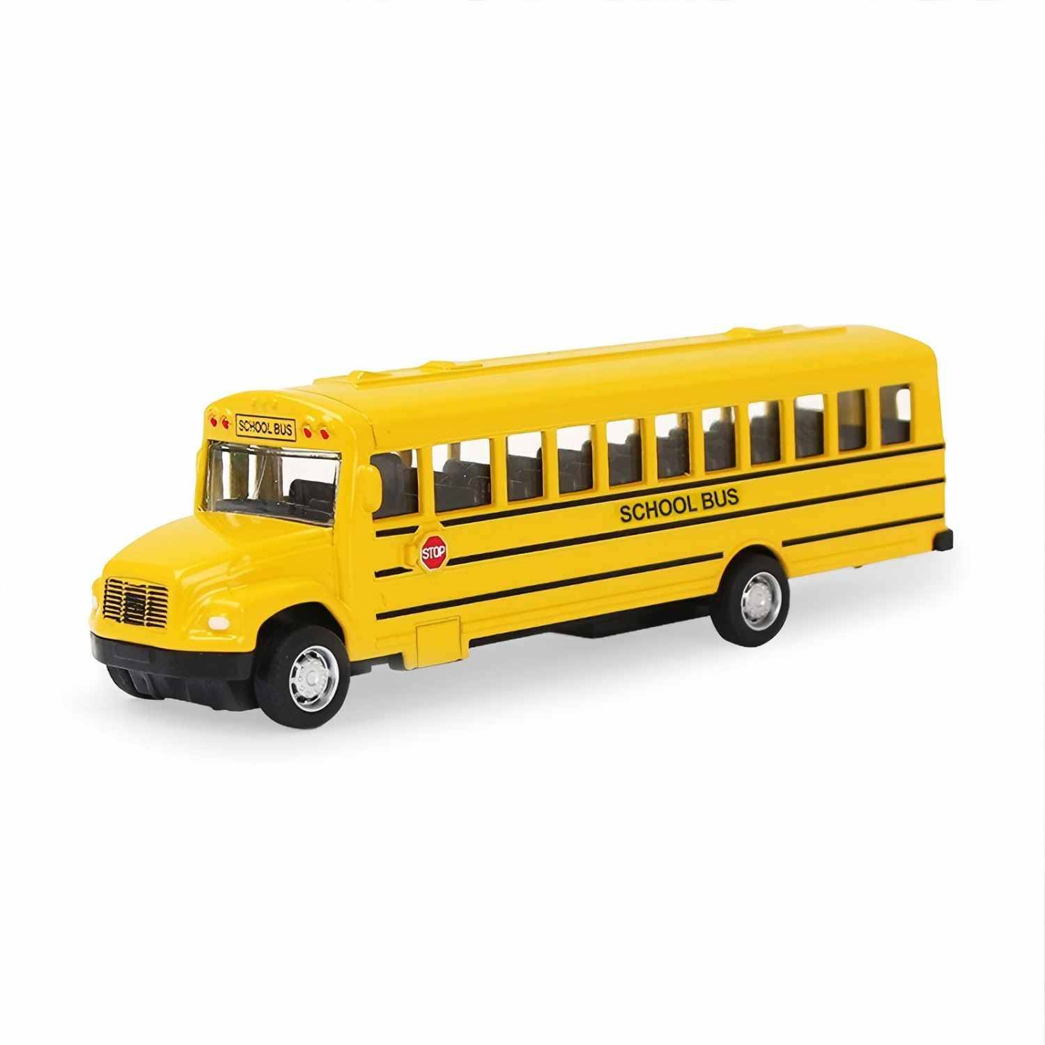 kids Realistic Alloy Pull Back School Bus Toy 5