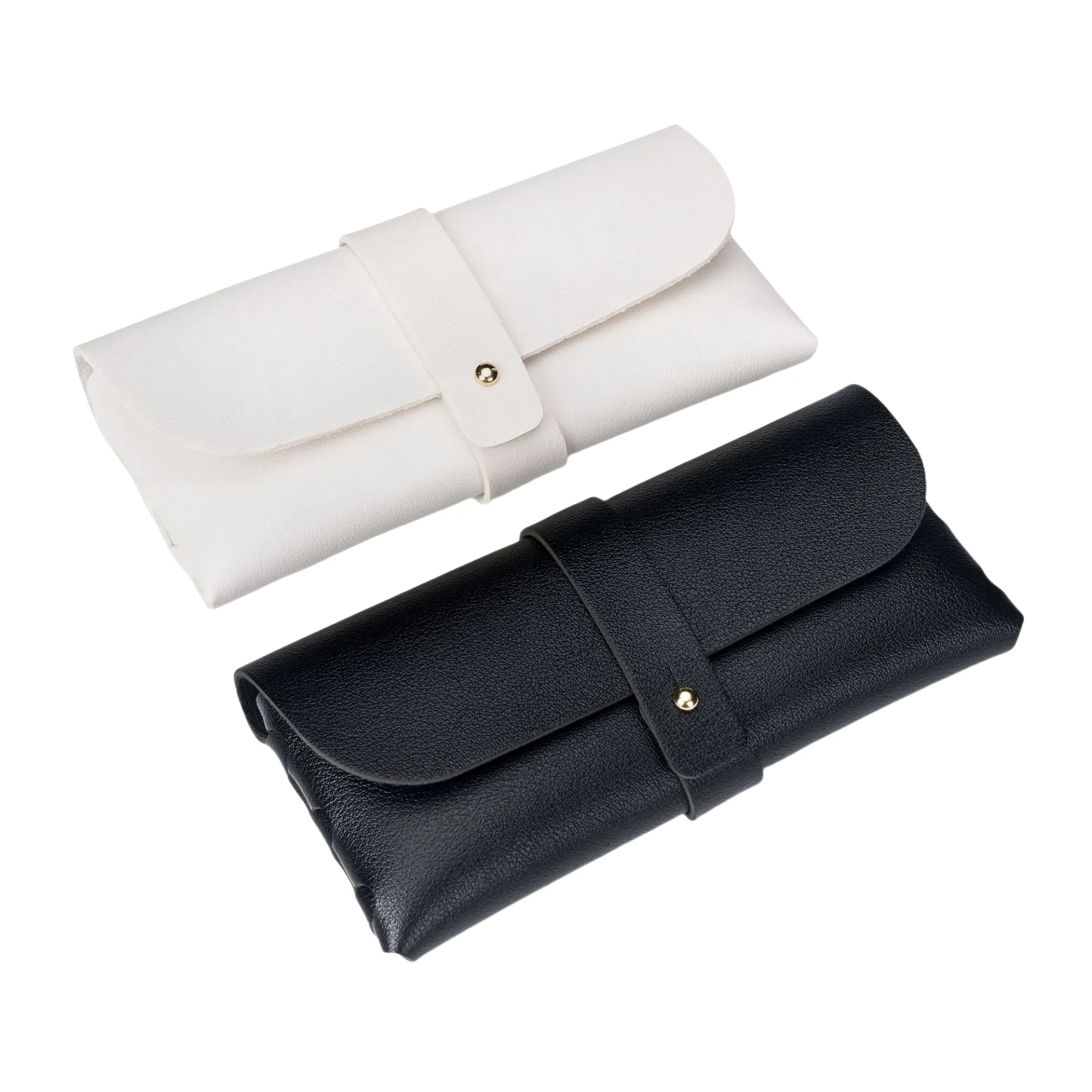 Black Leather Eyeglasses Case with PVC Buckle 3