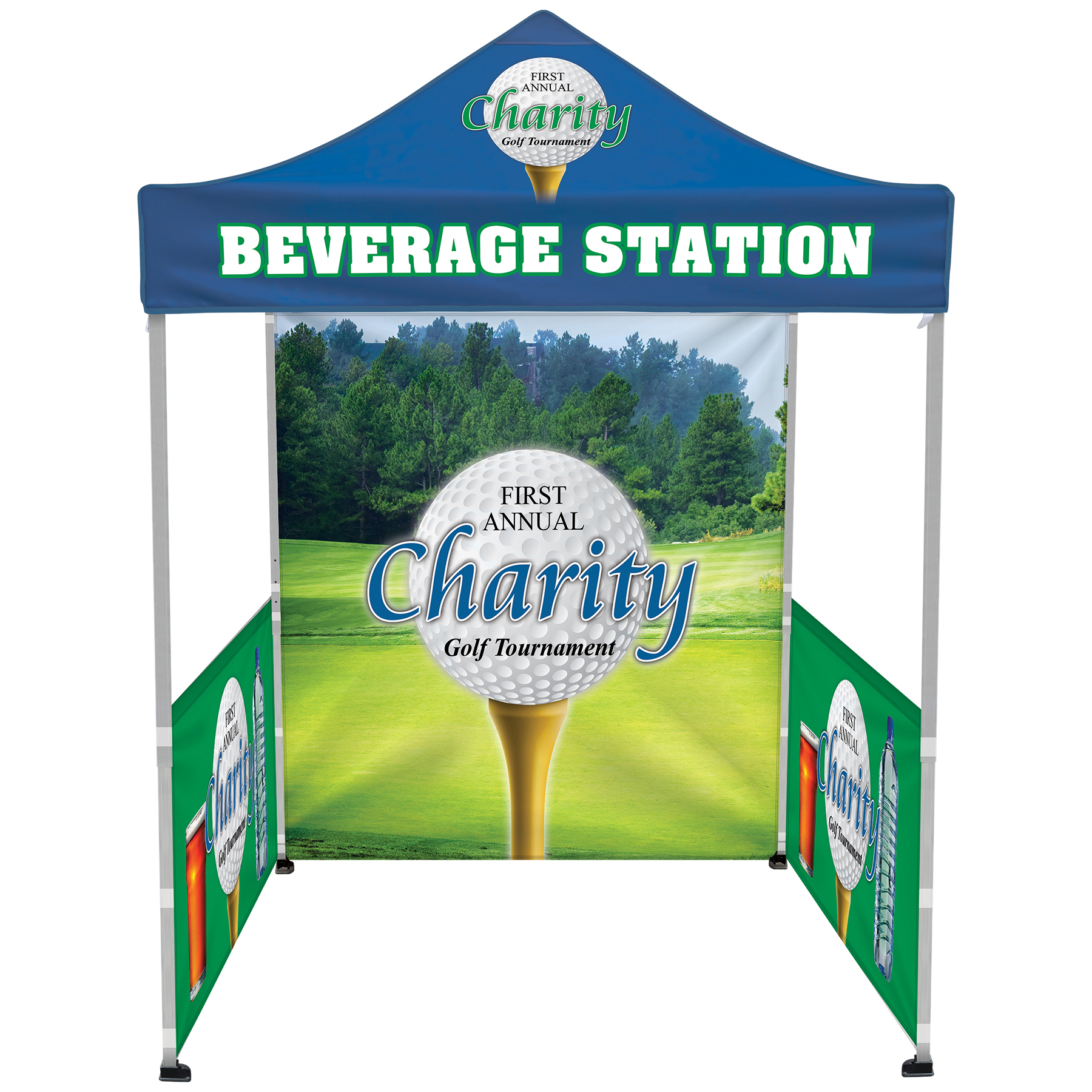 6.5' Square Canopy Tent with 1 Full Double Sided Wall & 2 Double Sided Half Walls 2