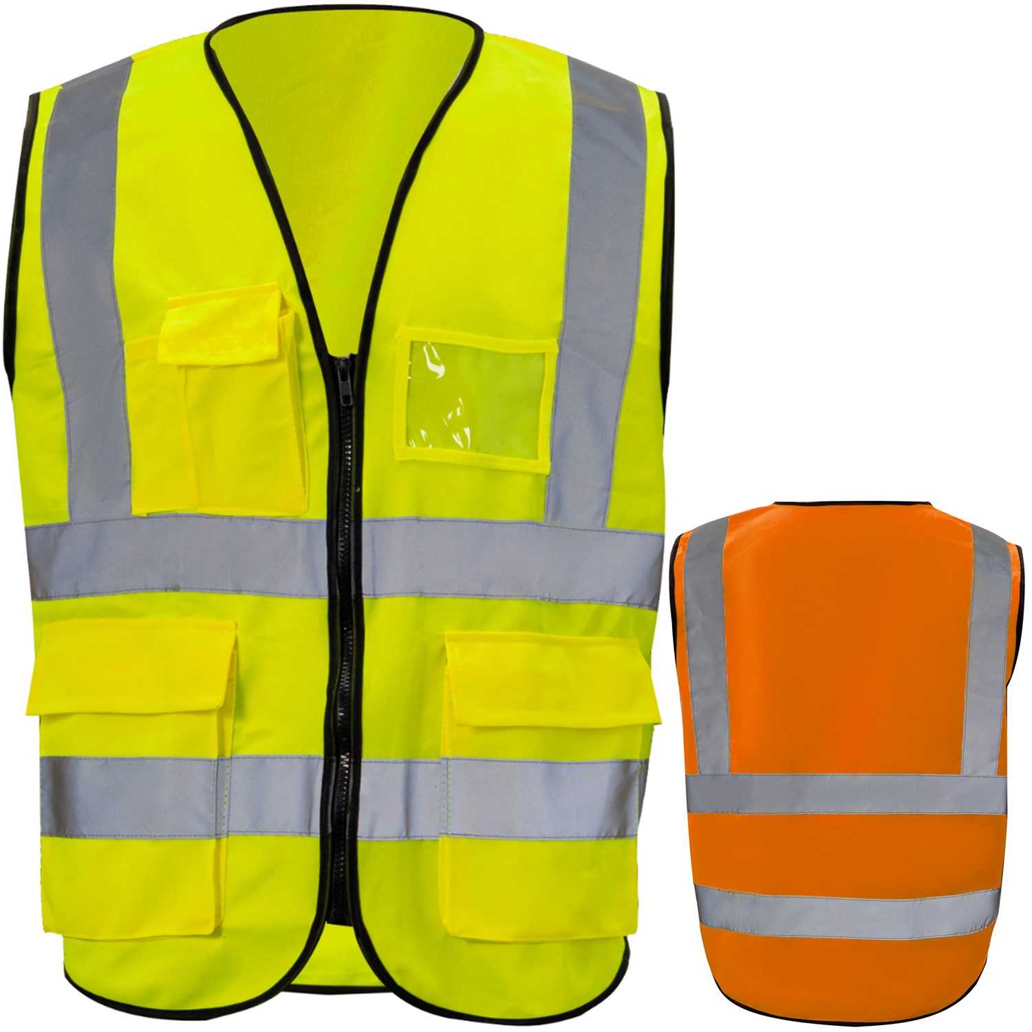 3.8oz. Knitted Class 2 Double Band Reflective Tape Safety Vest with 4 Pockets 10