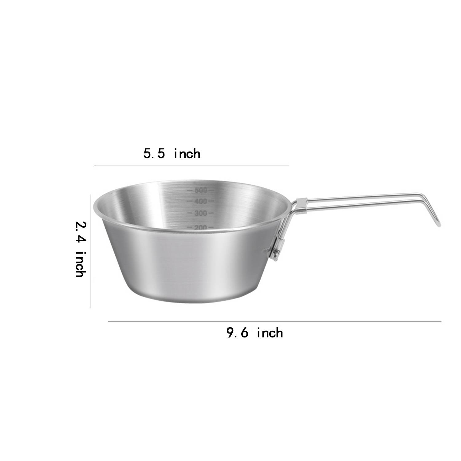 Stainless Steel Camping Bowl w/ Foldable Handle 2