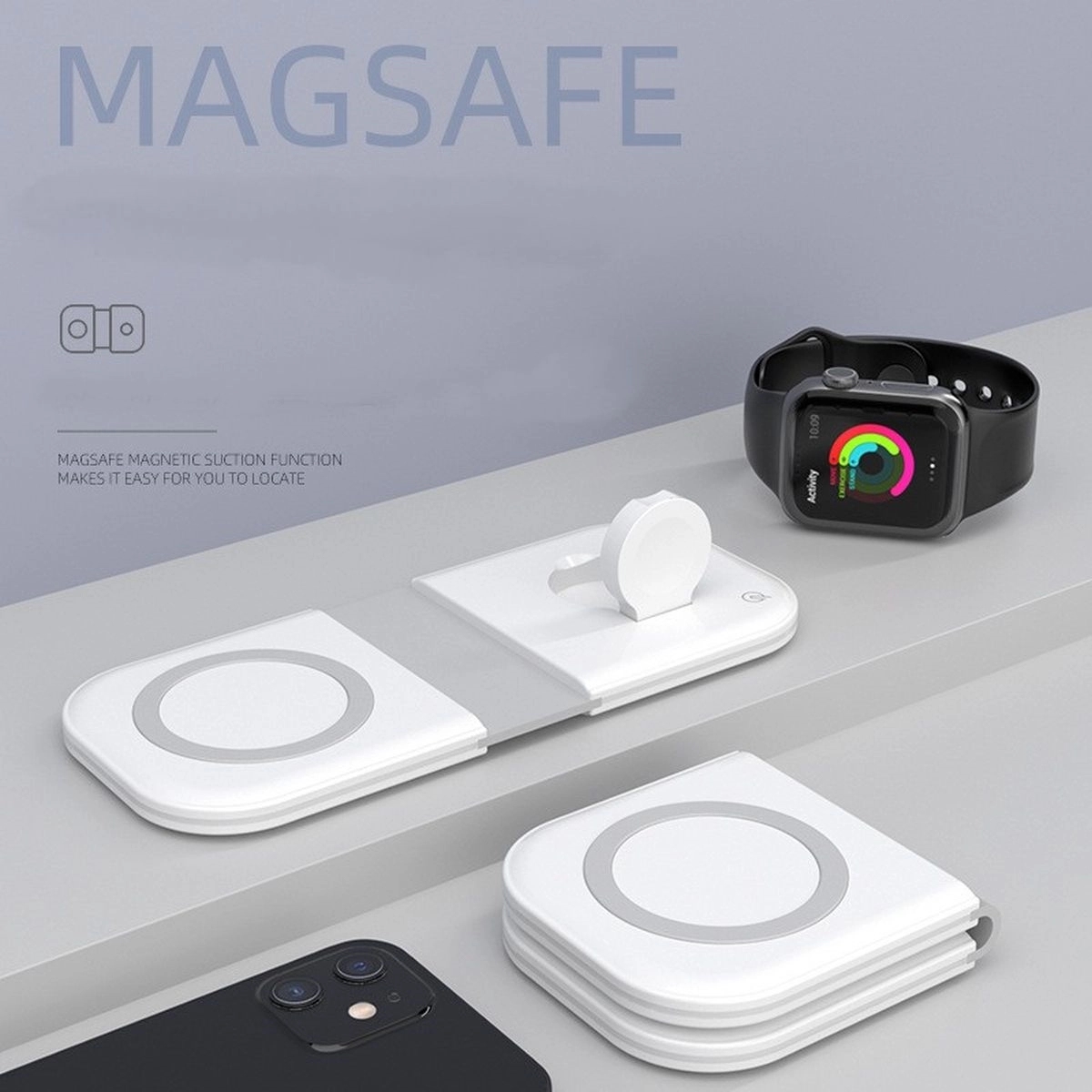 2 In 1 Foldable Magnetic Power Pad Wireless Charging Station 7