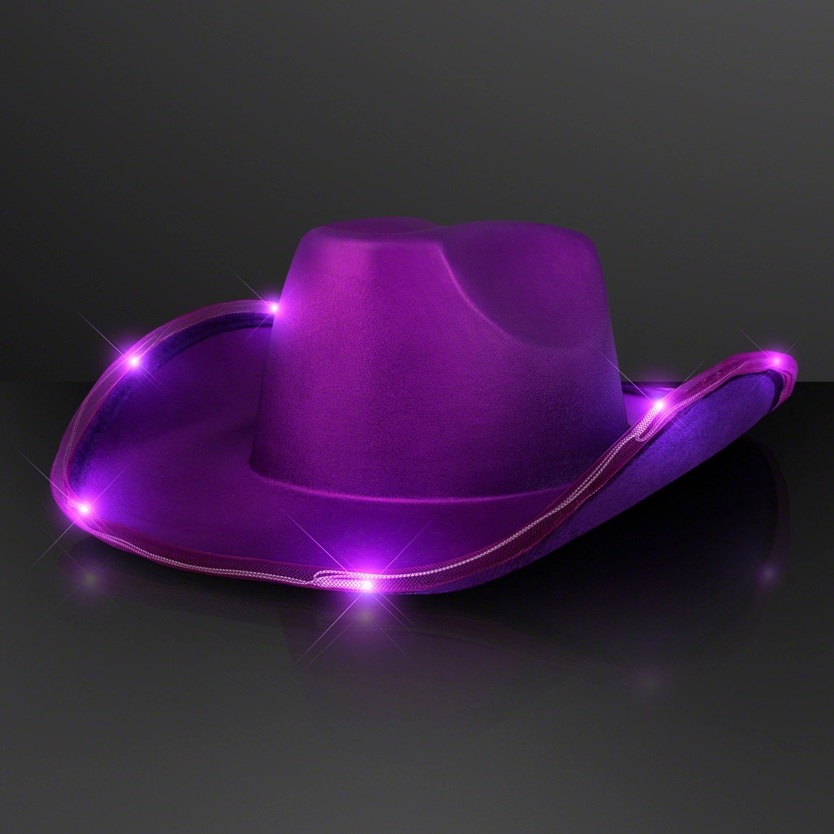 Deluxe Shiny Light Up Cowboy Hat with White Band 7