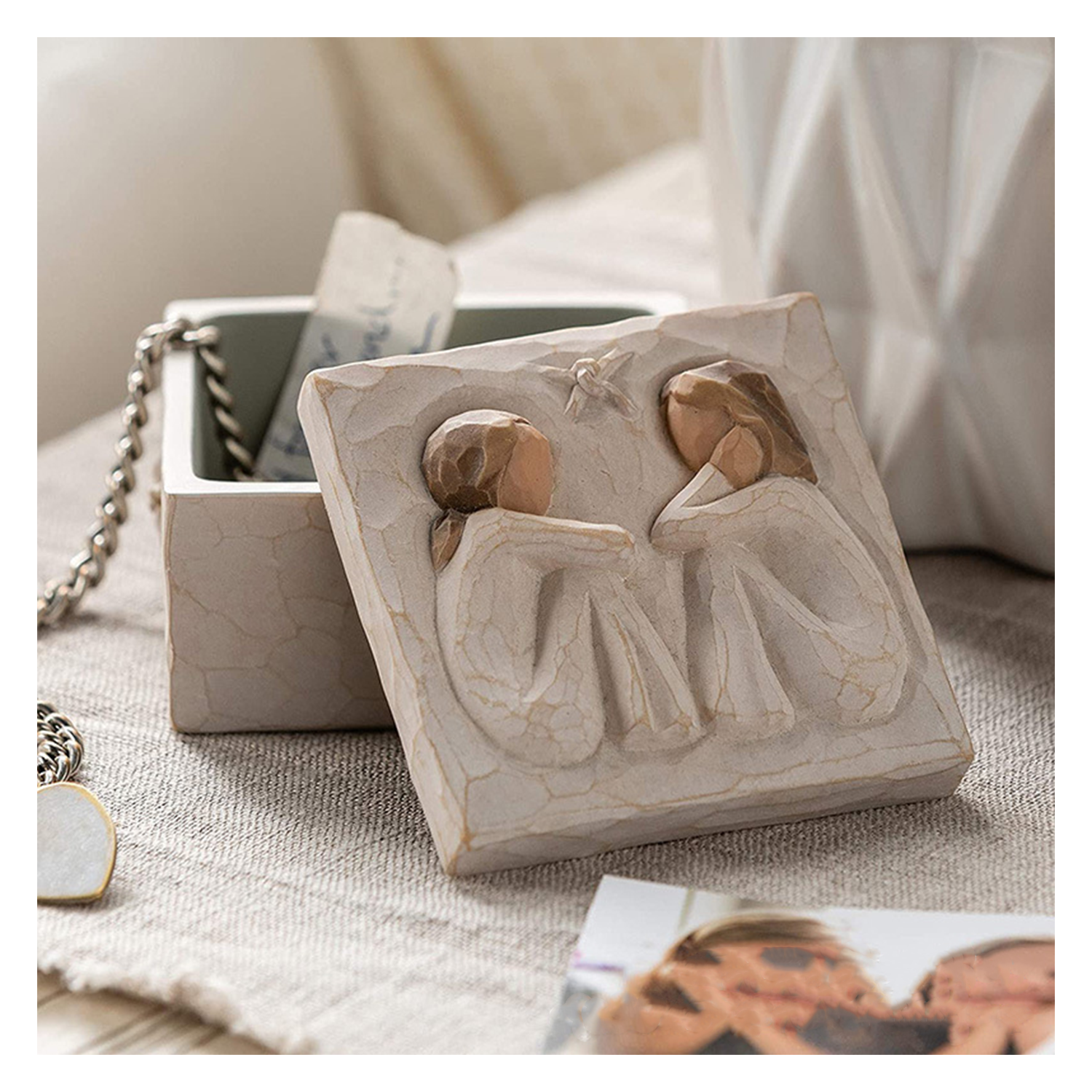 Sculpted Hand Painted Resin Keepsake Box 4