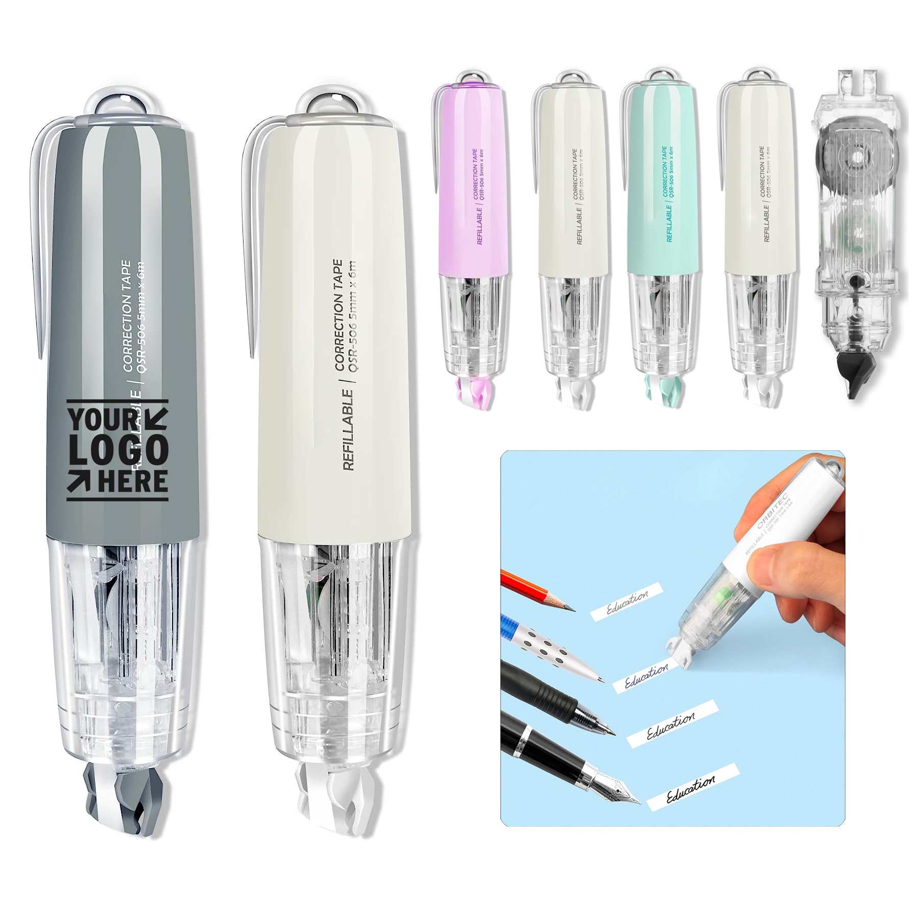 Office Home Mini Small Aesthetic Cute White Out Refillable Retractable Quick Dry Correction Tape 2