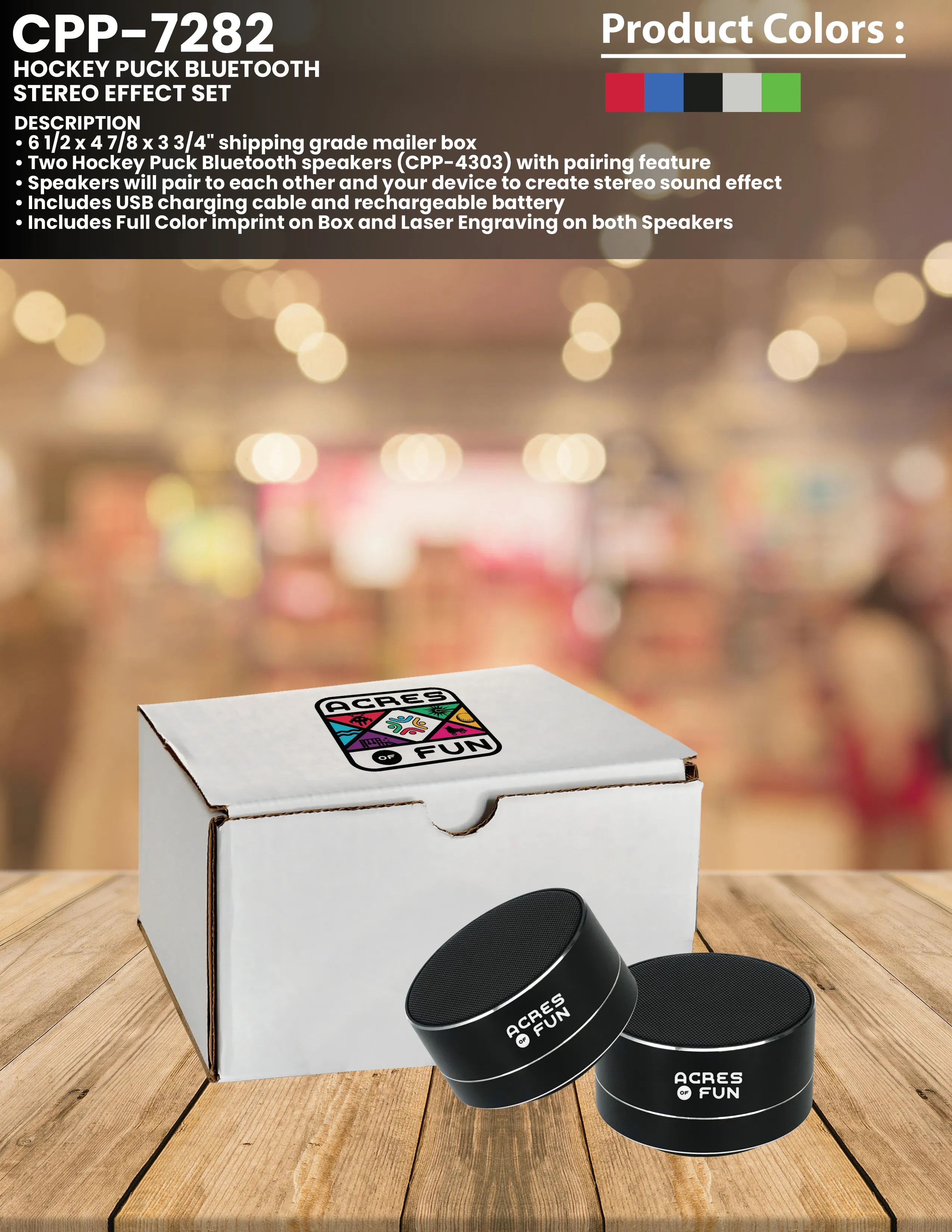 HOCKEY PUCK BLUETOOTH STERO EFFECT SET 7