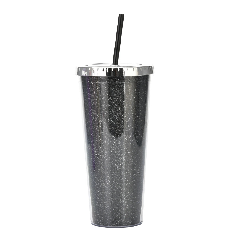 Custom Transparent  AS Plastic Sequin Straw Tumbler 6