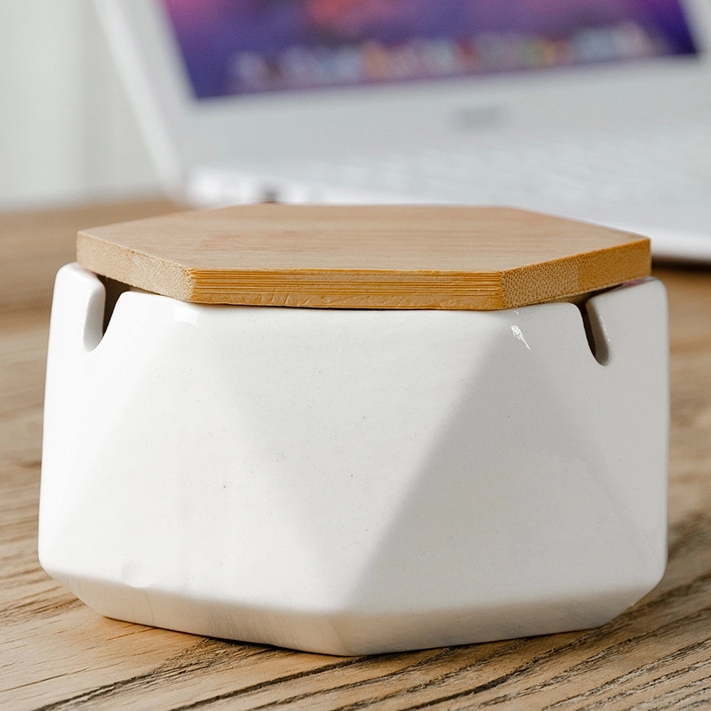 Custom Handmade Ceramic Ashtray With Bamboo Lid 6