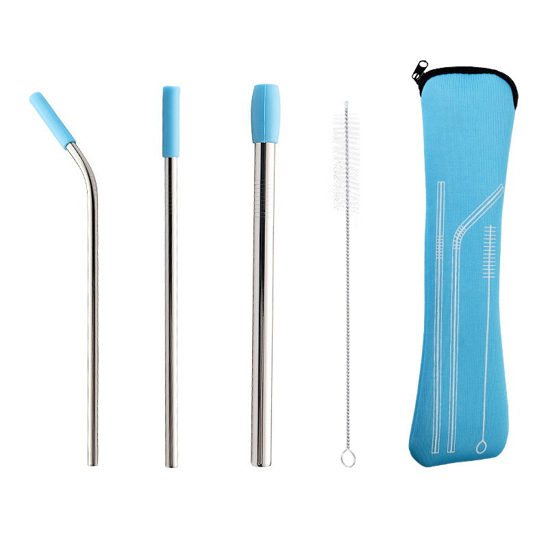 Reusable Metal Straws With Silicone Tips and Brush and Carry Bag 4