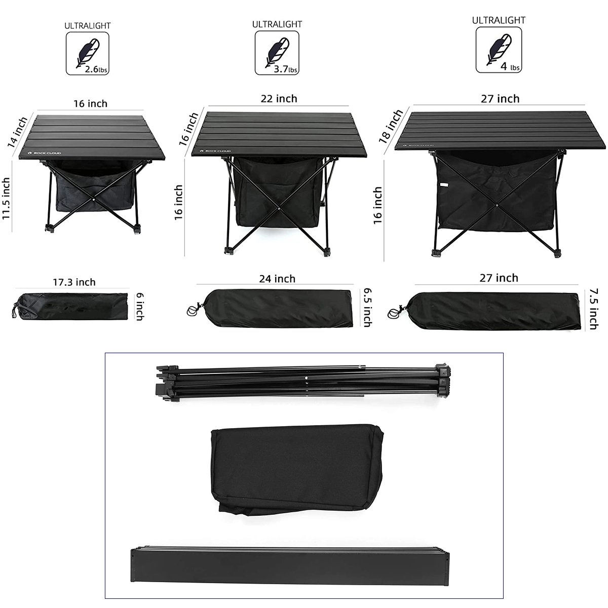 Ultralight Aluminum Camp Table with Storage Bag 5