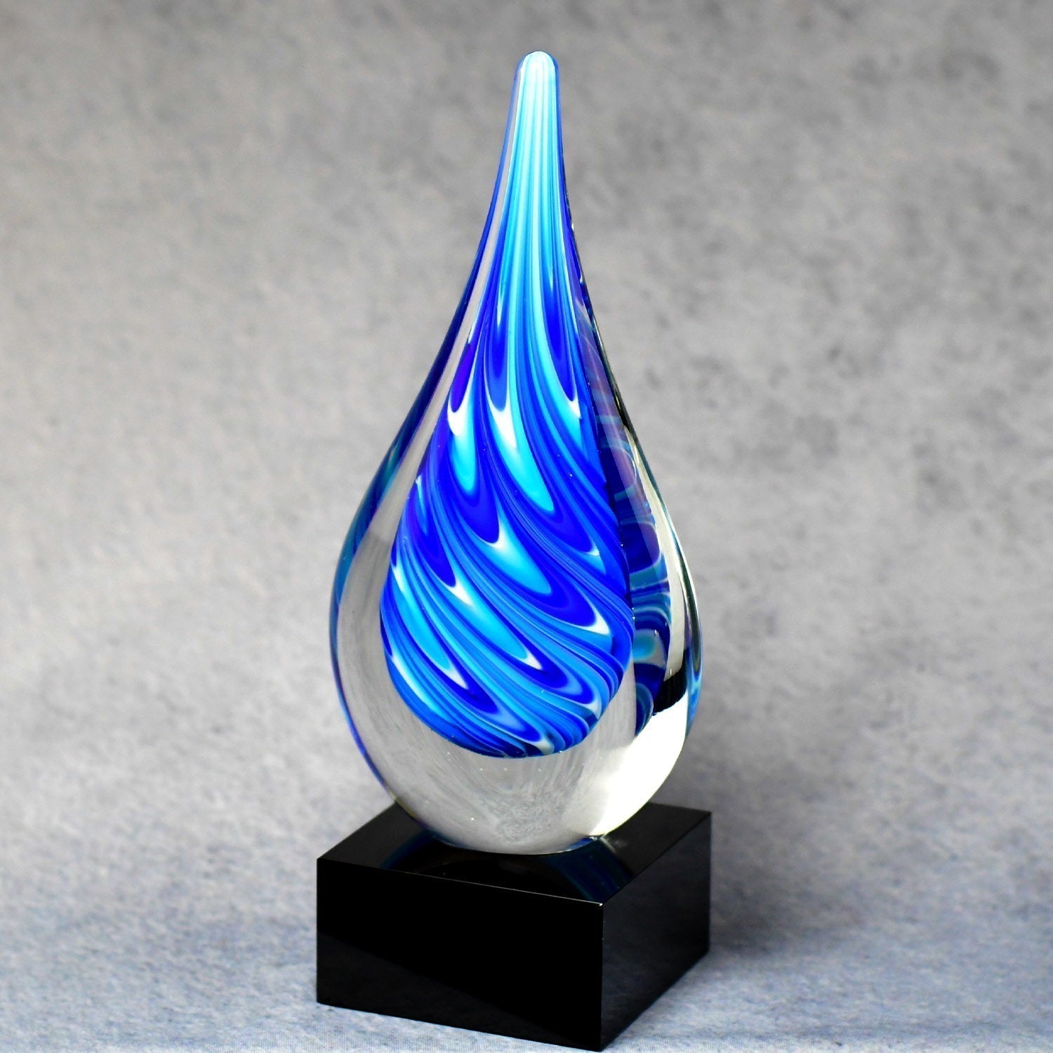 Blue/White Teardrop On Black Glass Base 2