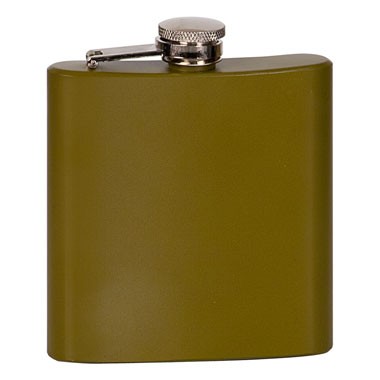 6oz Stainless Steel Flask - Matte Green, custom water bottle with logo imprint 2