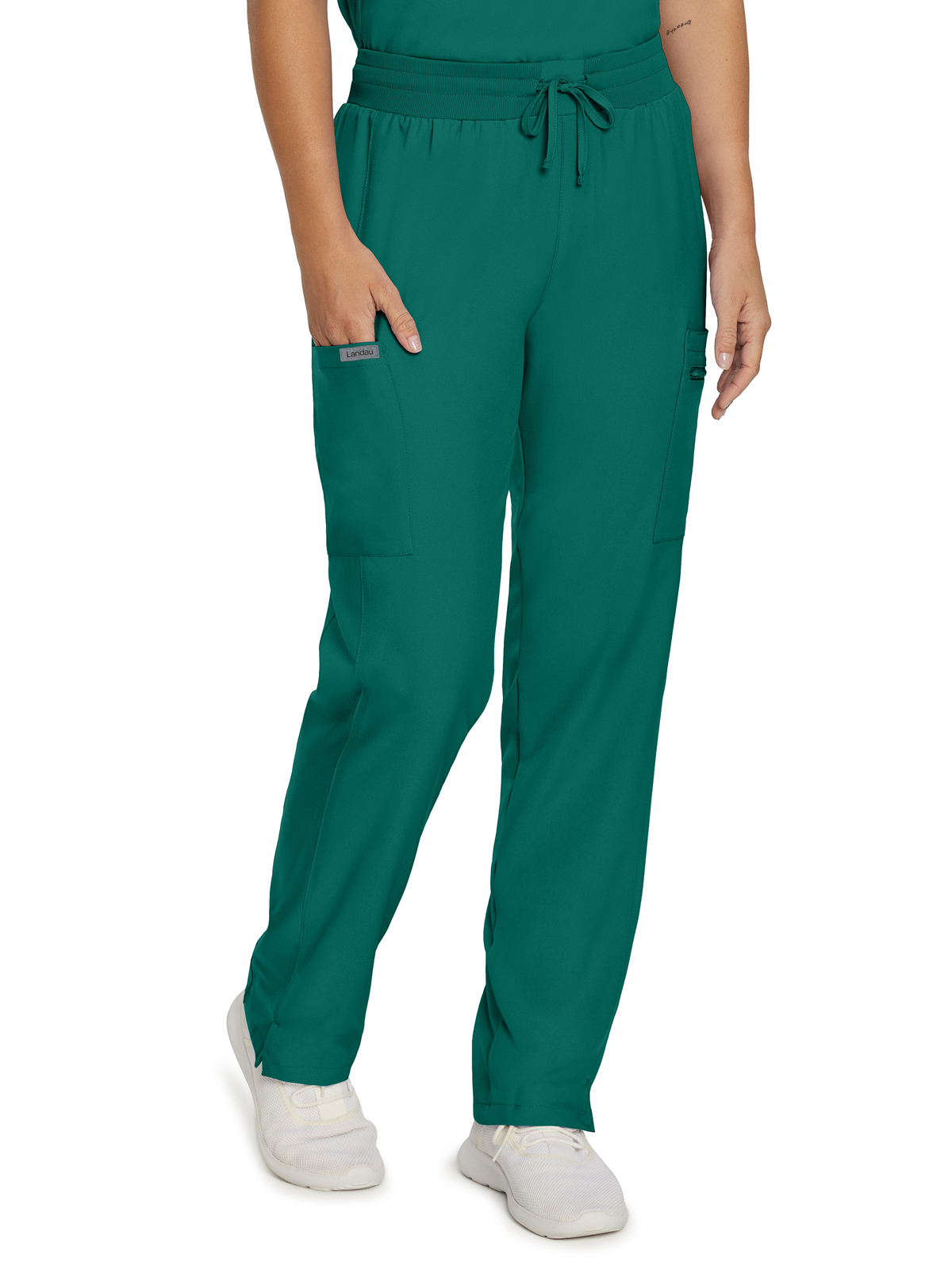 Landau - Forward - Women's Seven-Pocket Mid-Rise Rib-Knit Elastic Waist Cargo Pant 28