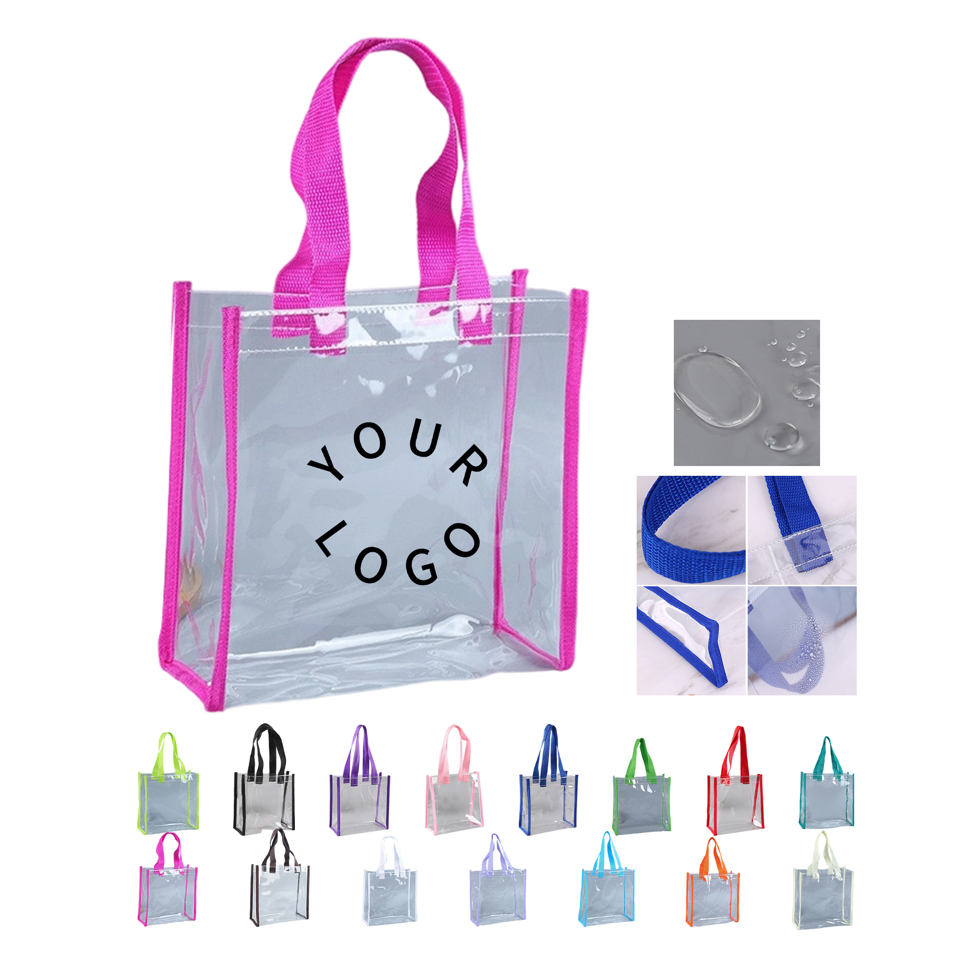 Vinyl Clear Tote Bag With Colored Shoulder Straps 7
