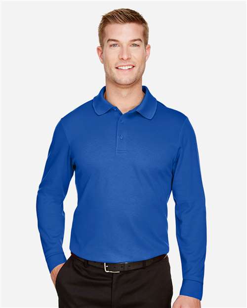 Men's Tall CrownLux Performance® Plaited Long Sleeve Polo - DG20LT 15